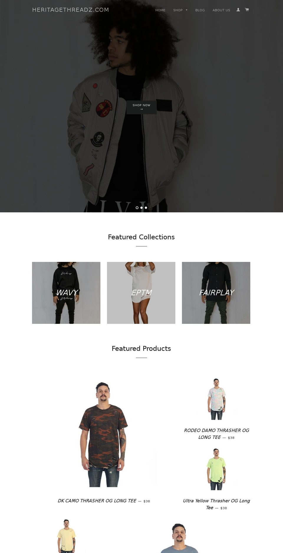 heritagethreadz.com shopify website screenshot