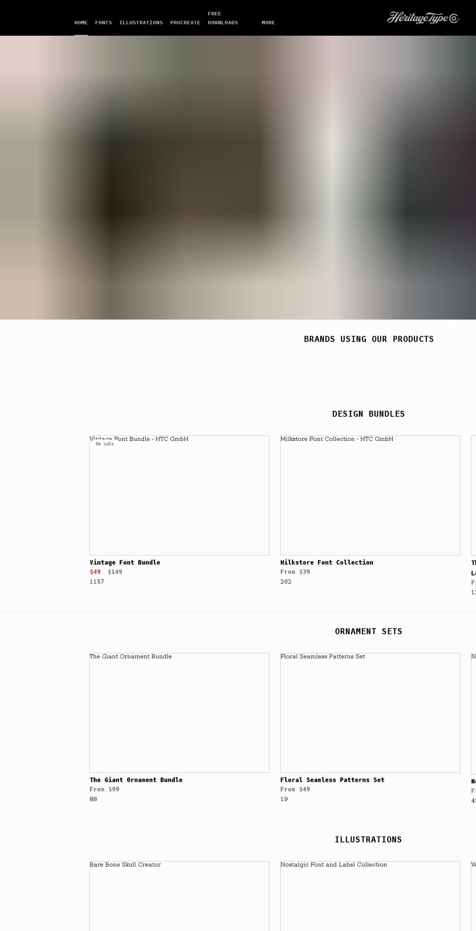 heritagetype.com shopify website screenshot