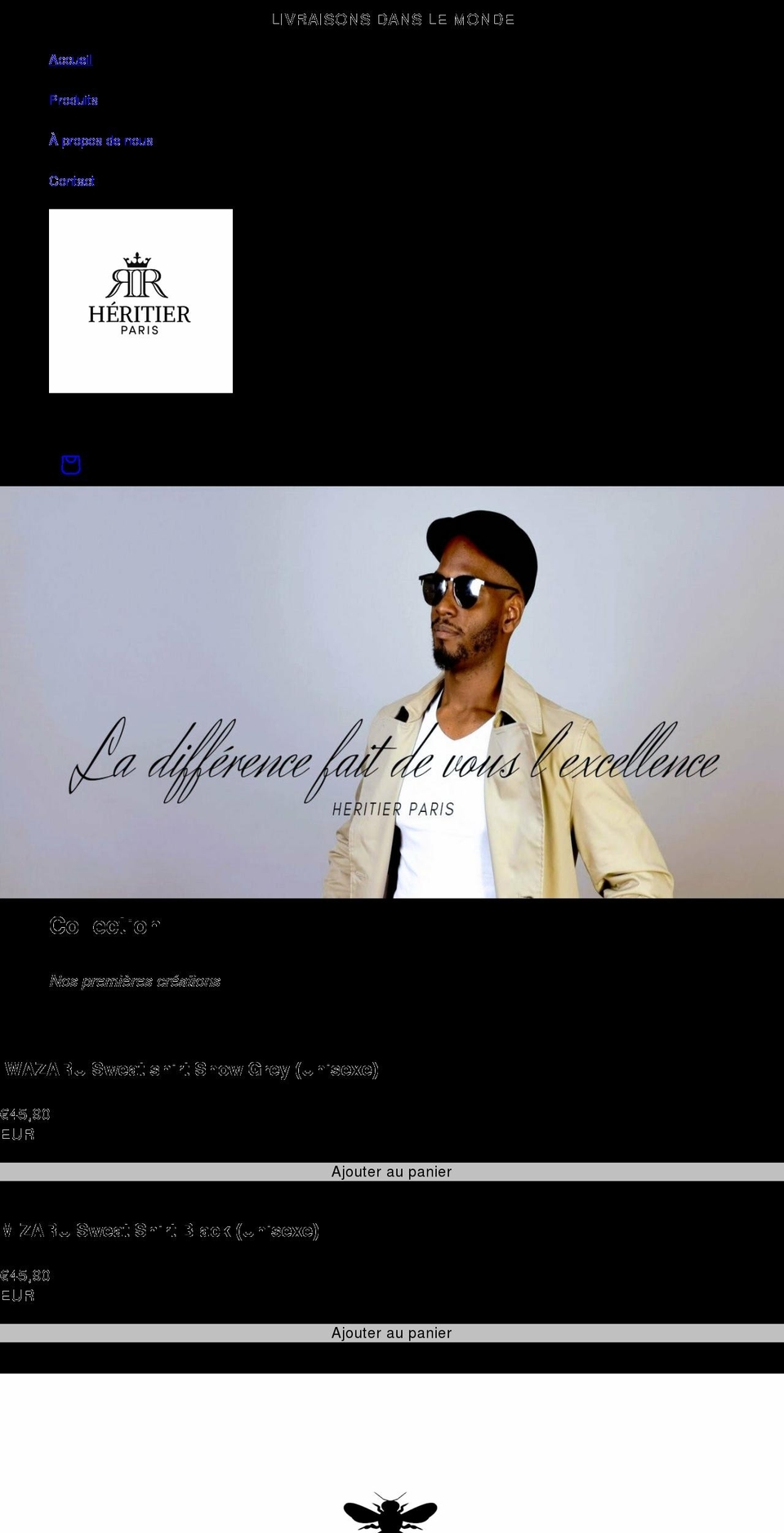 heritierparis.com shopify website screenshot