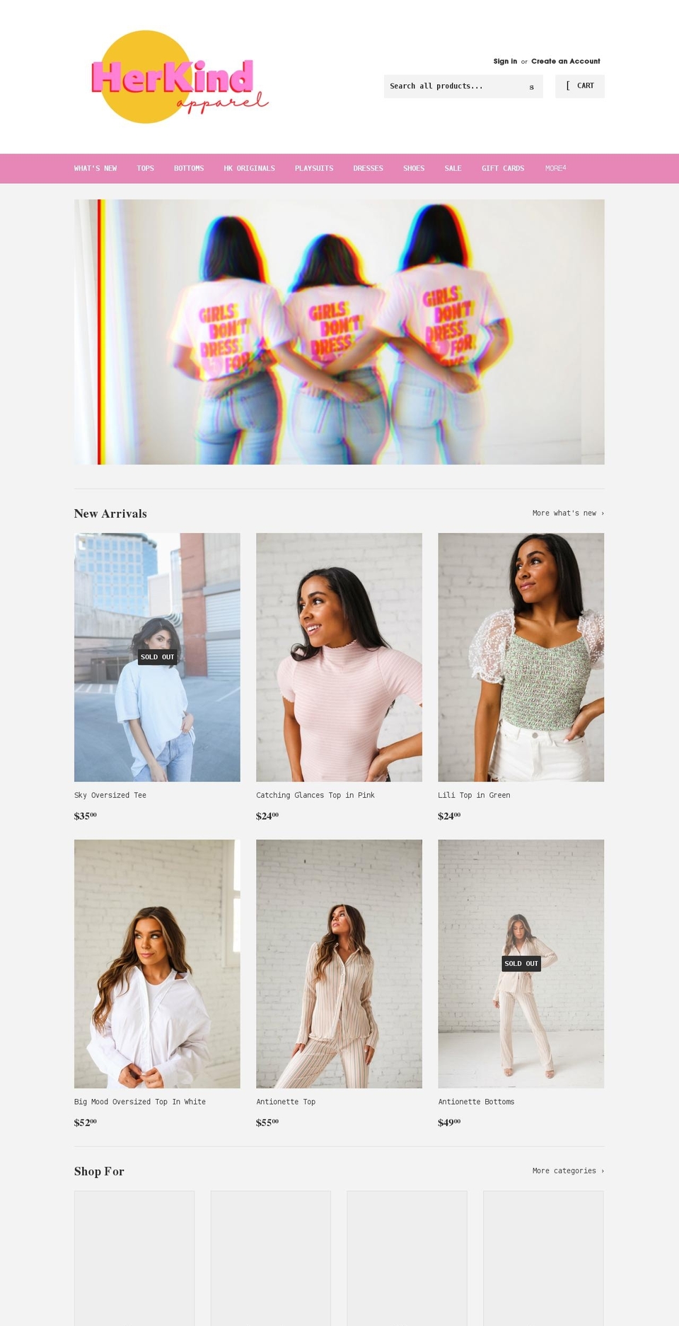 herkindapparel.com shopify website screenshot