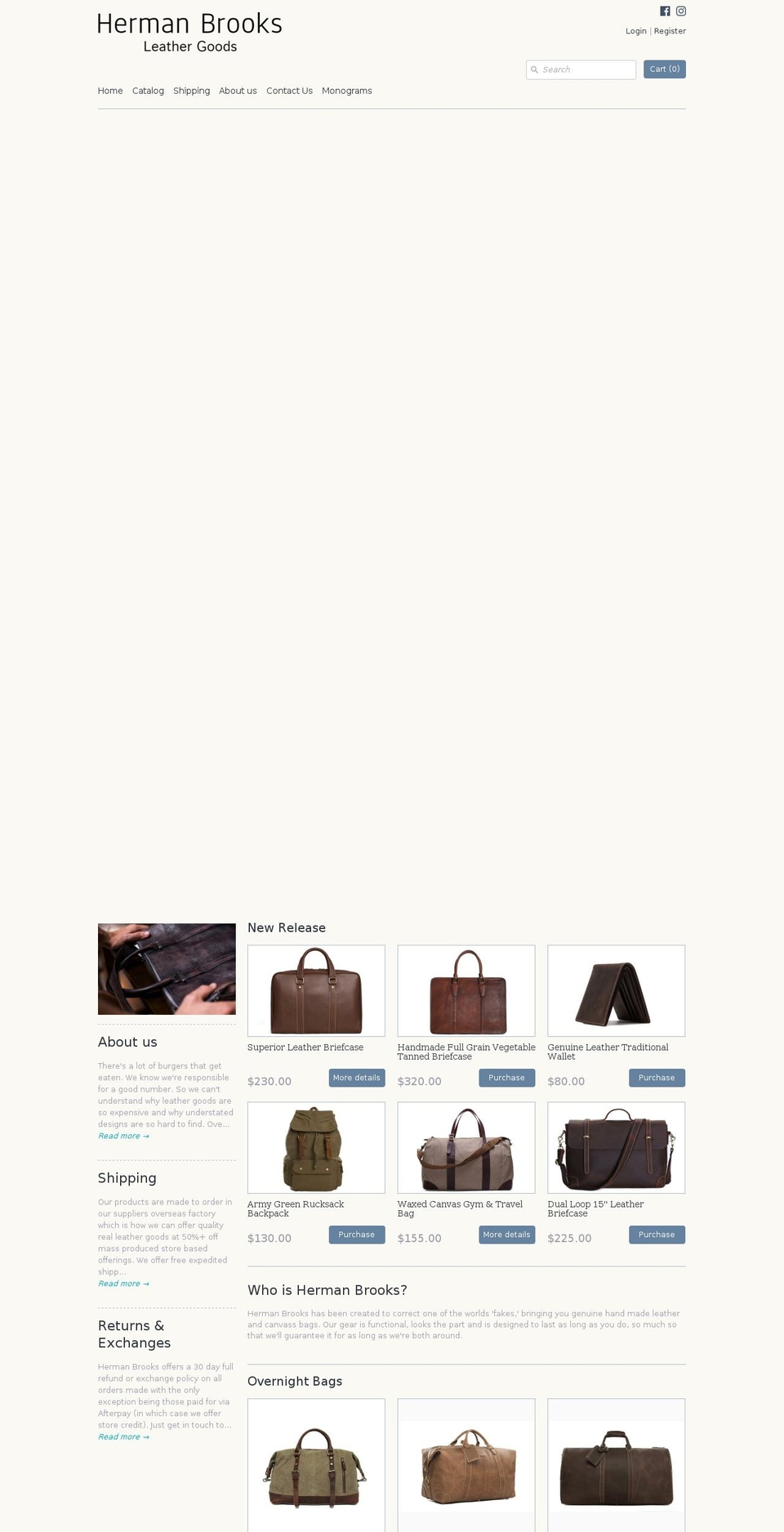 hermanbrooks.com shopify website screenshot