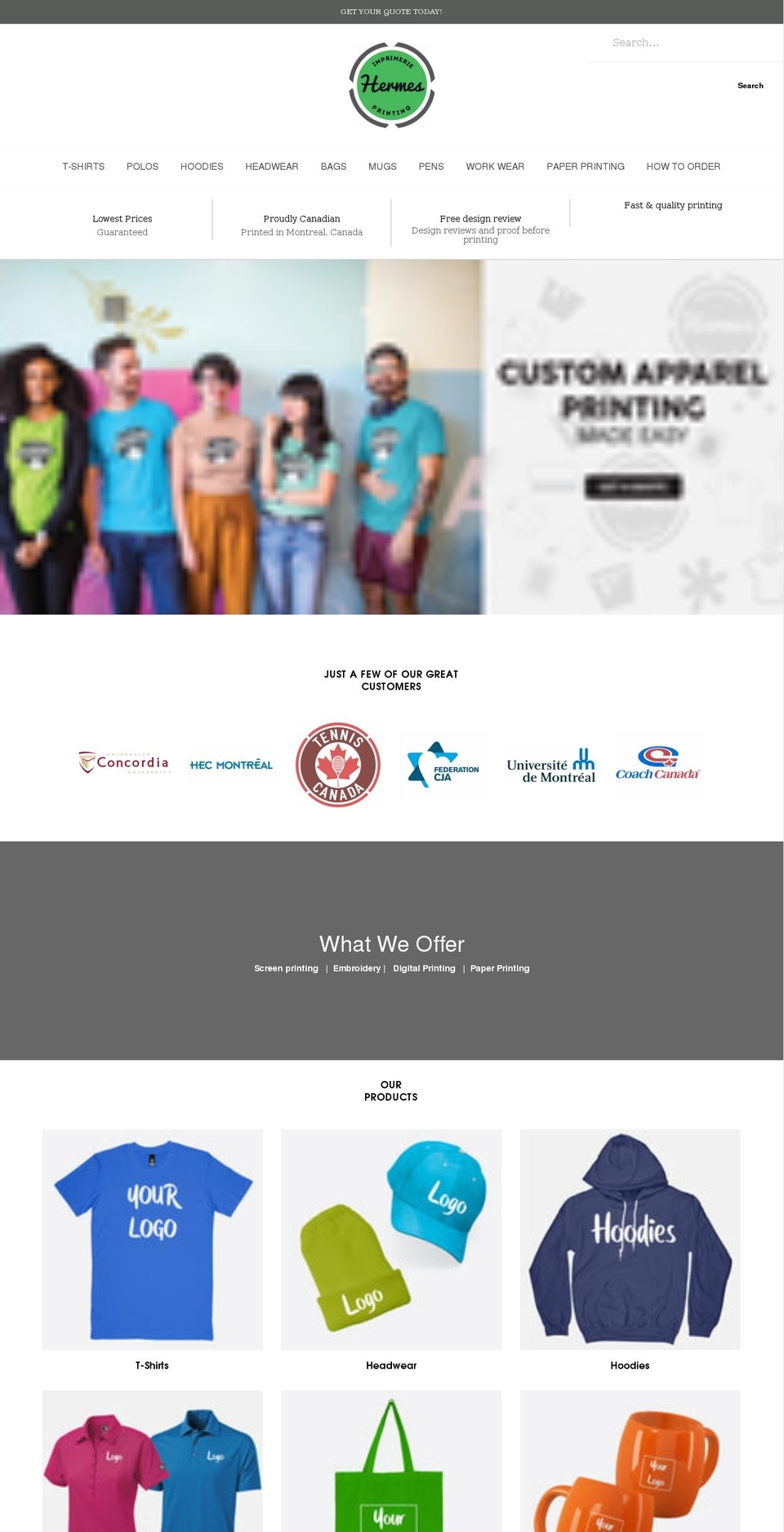 hermesprinting.com shopify website screenshot