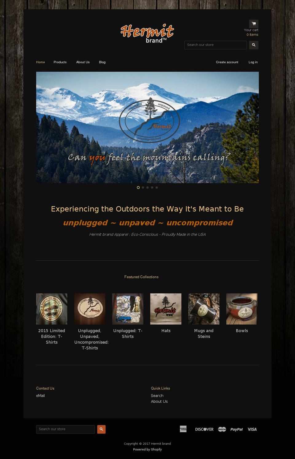 hermitbrand.com shopify website screenshot