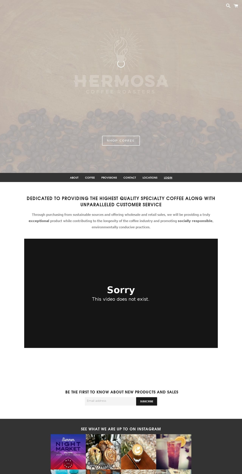 hermosacoffee.com — Shopify storefront screenshot