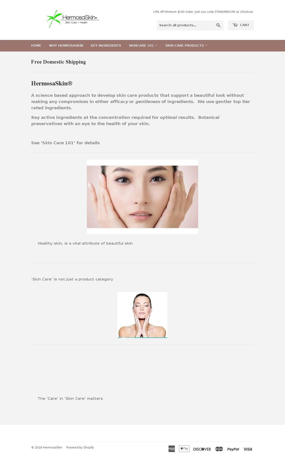 hermosaskin.net shopify website screenshot