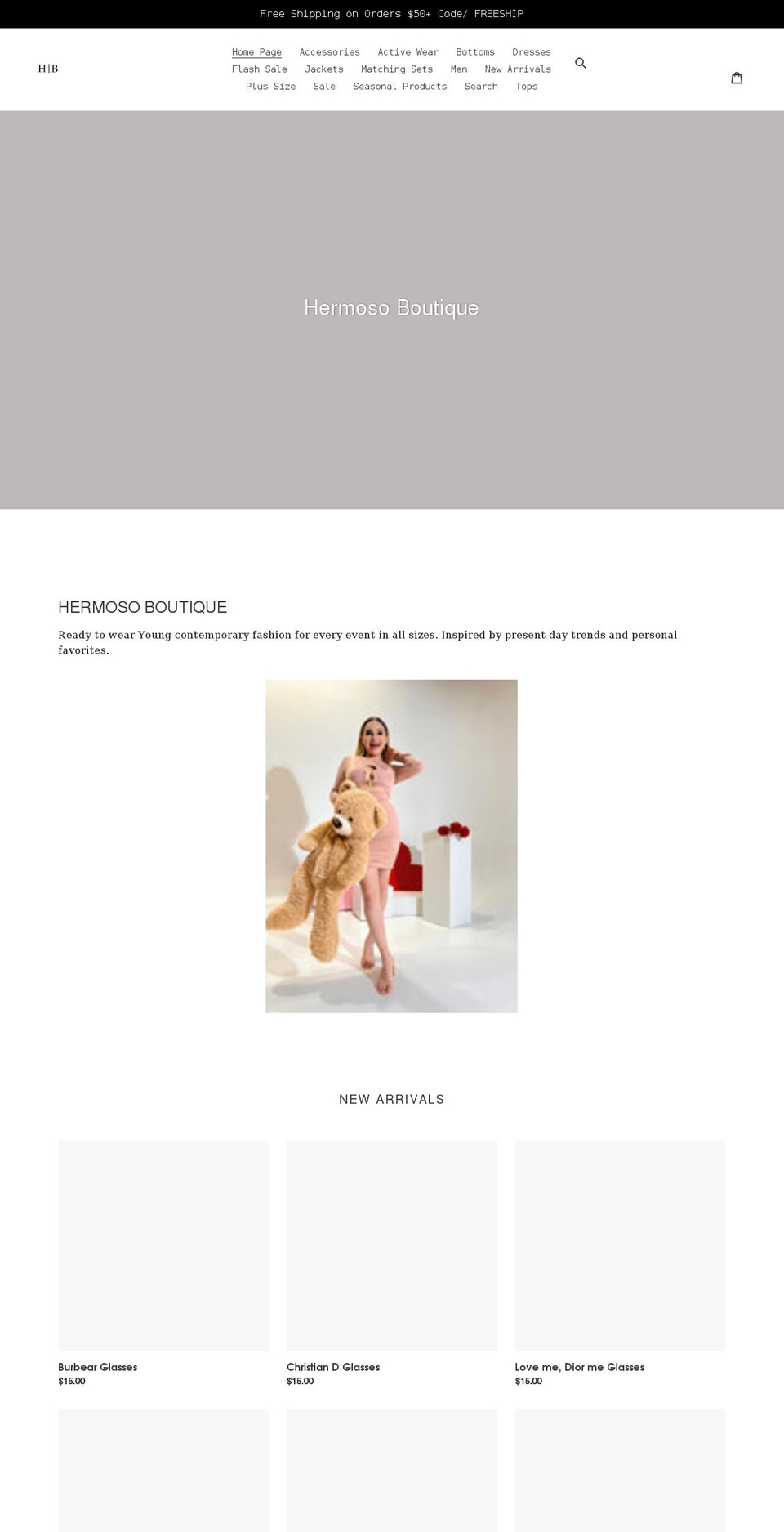hermosoboutique.com shopify website screenshot