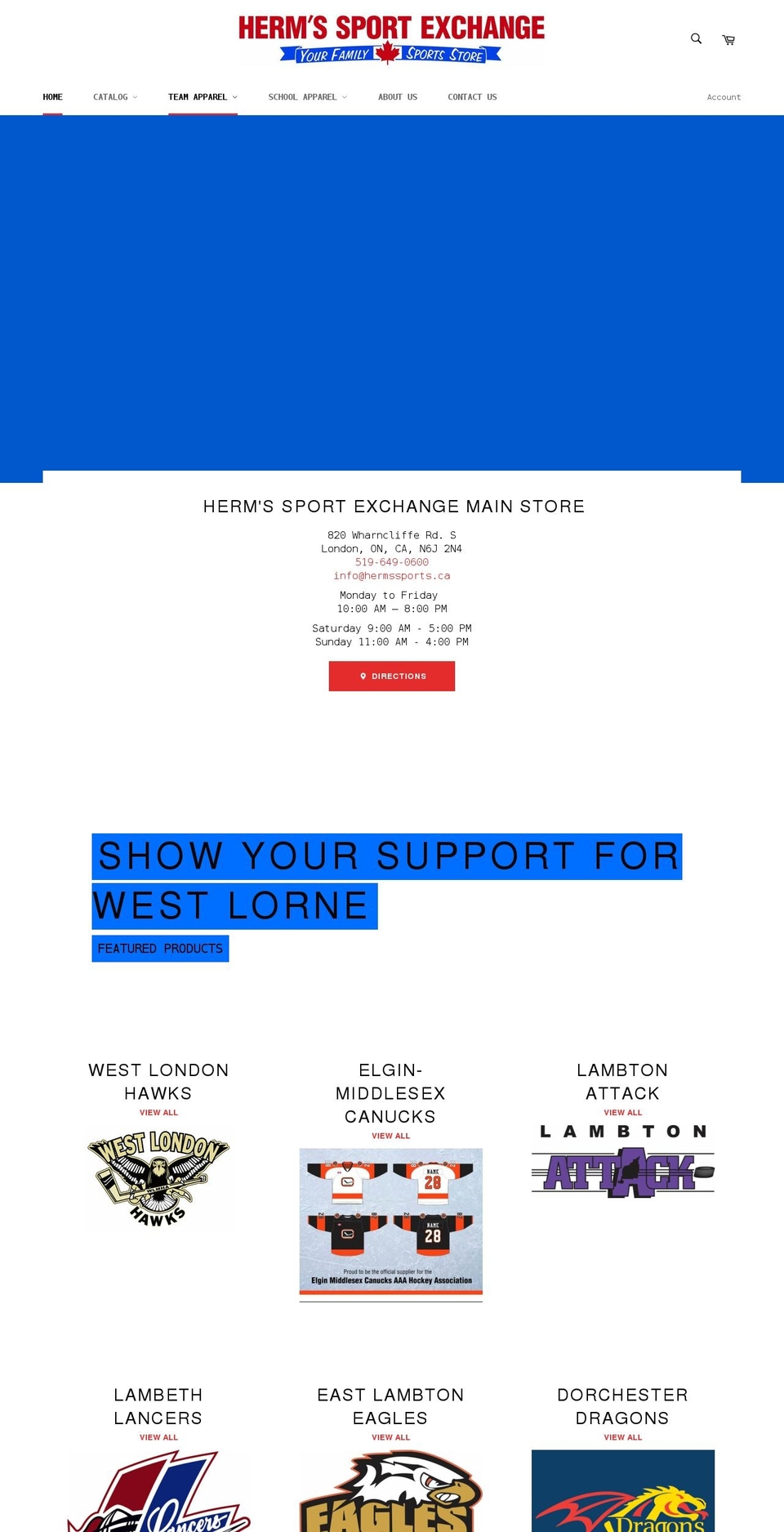 hermssports.ca shopify website screenshot