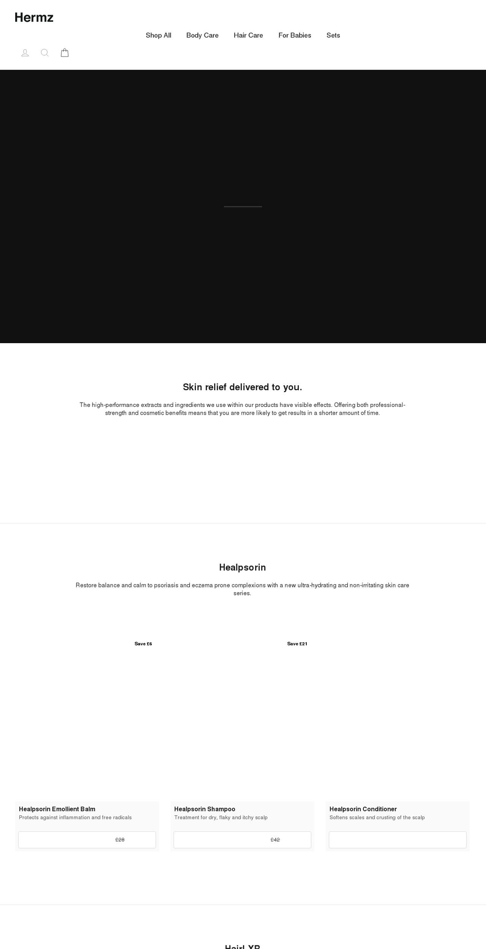 hermzlabs.com shopify website screenshot