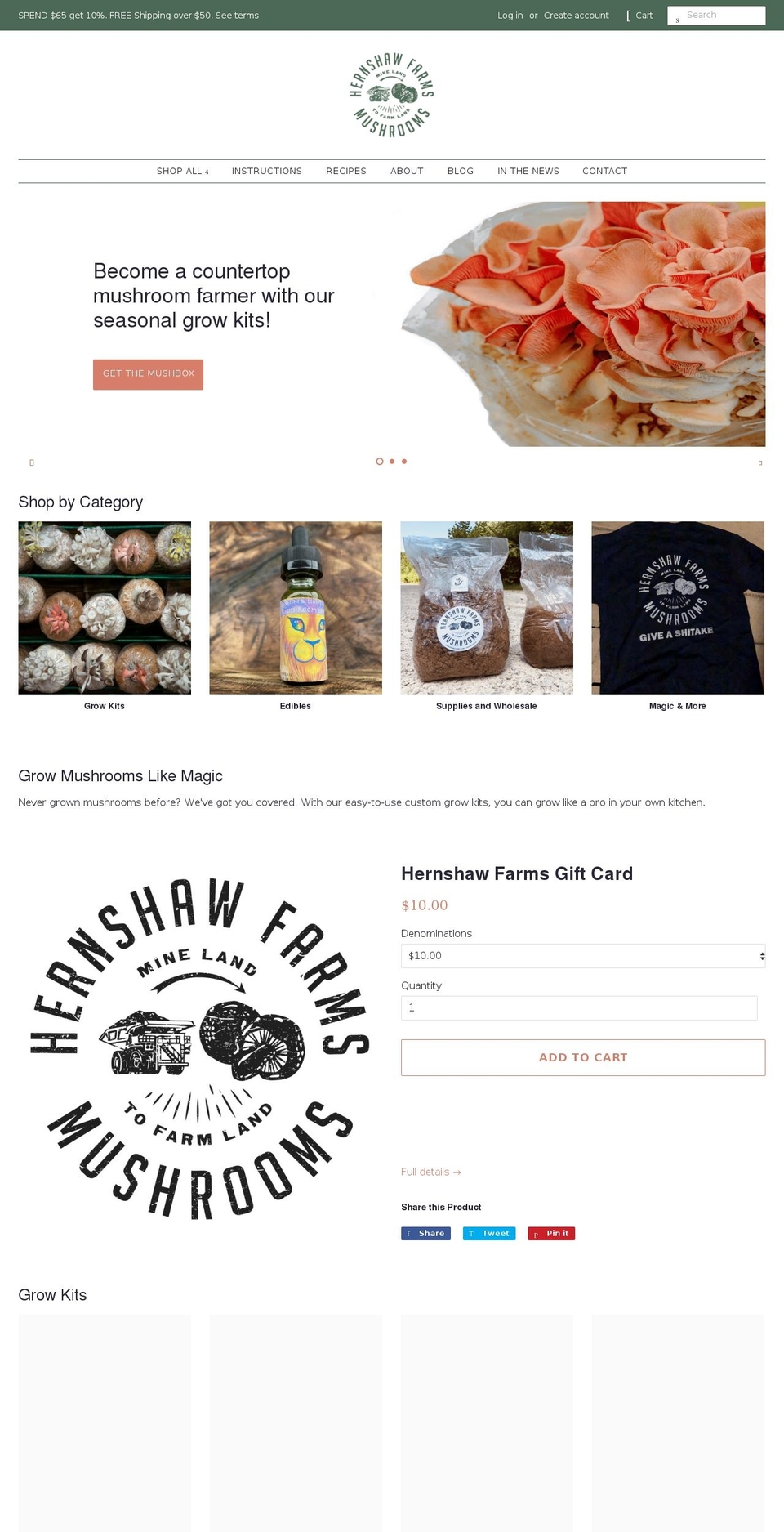 hernshawfarms.com shopify website screenshot