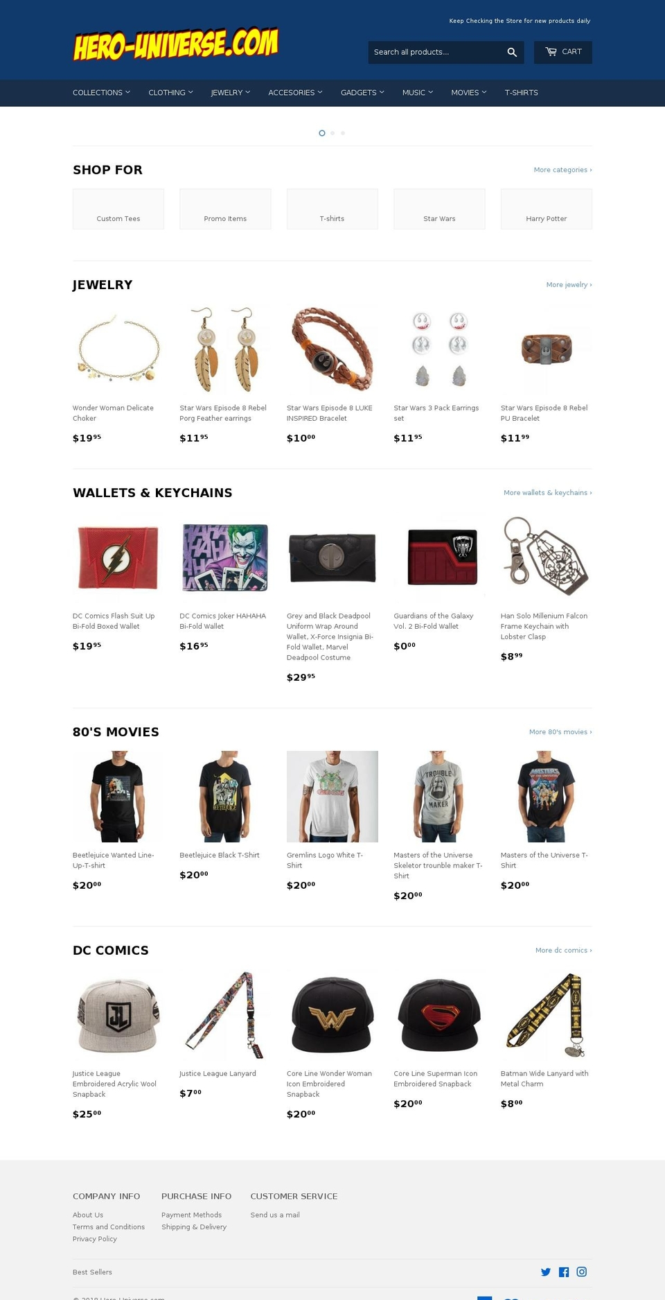 hero-universe.com — Shopify storefront screenshot