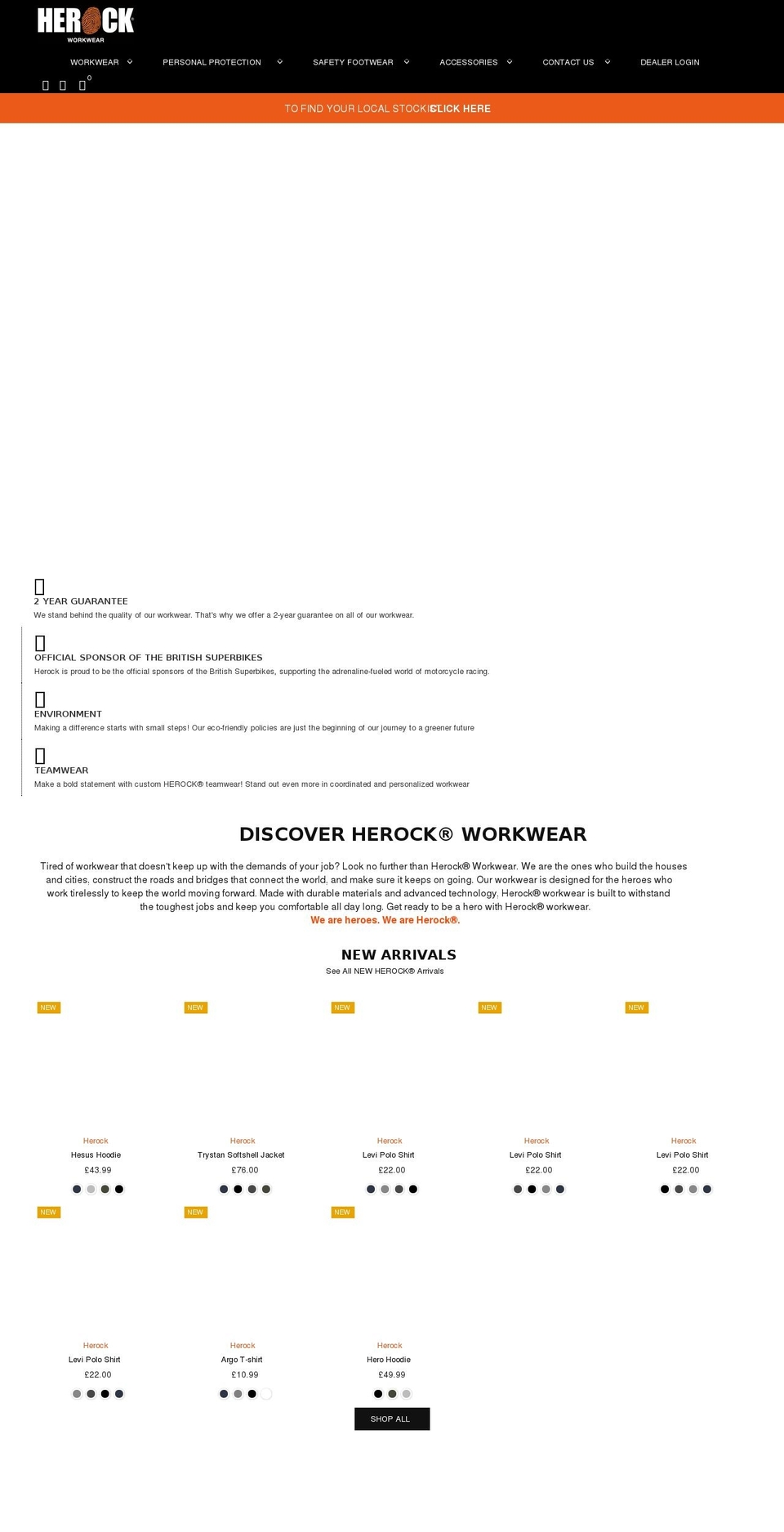 herockworkwear.uk shopify website screenshot