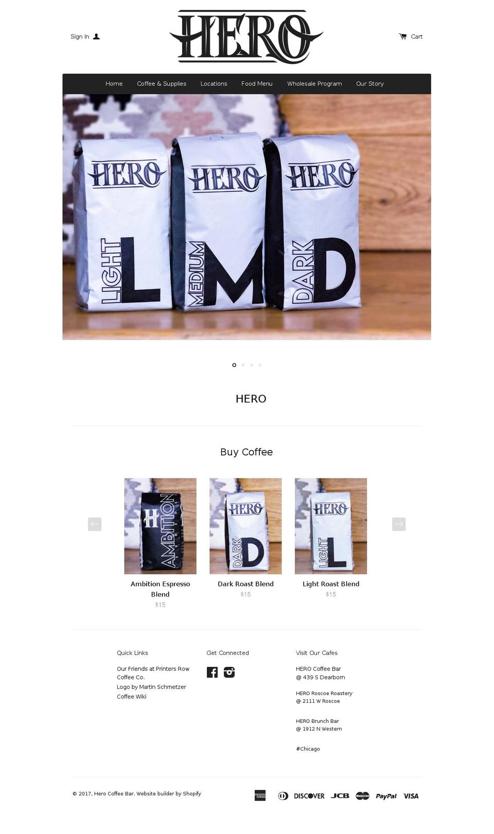 herocoffeetraders.com shopify website screenshot