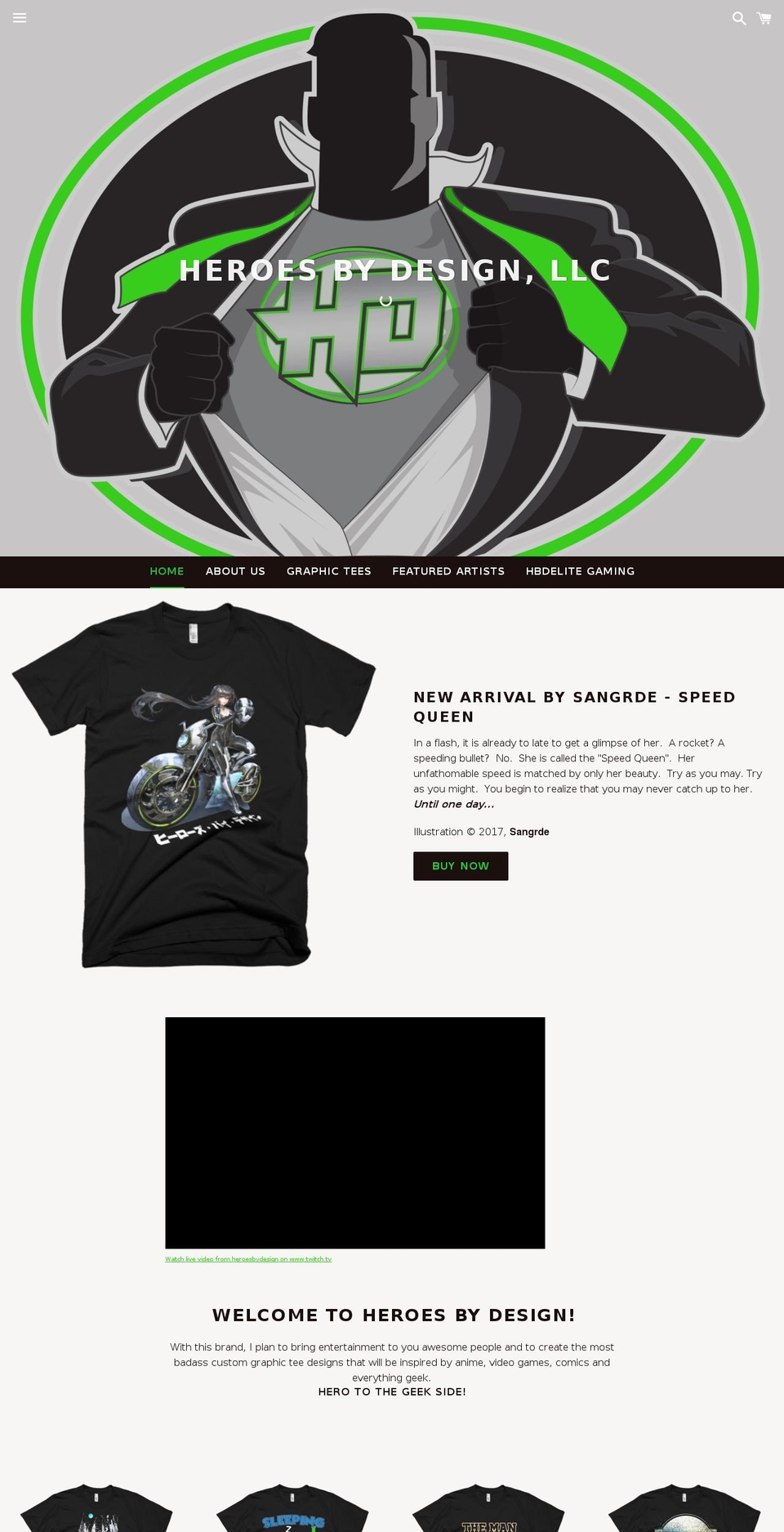 heroes-by-design.com shopify website screenshot