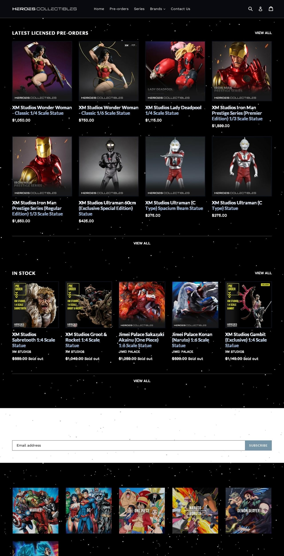 heroes-collectibles.com — Shopify storefront screenshot
