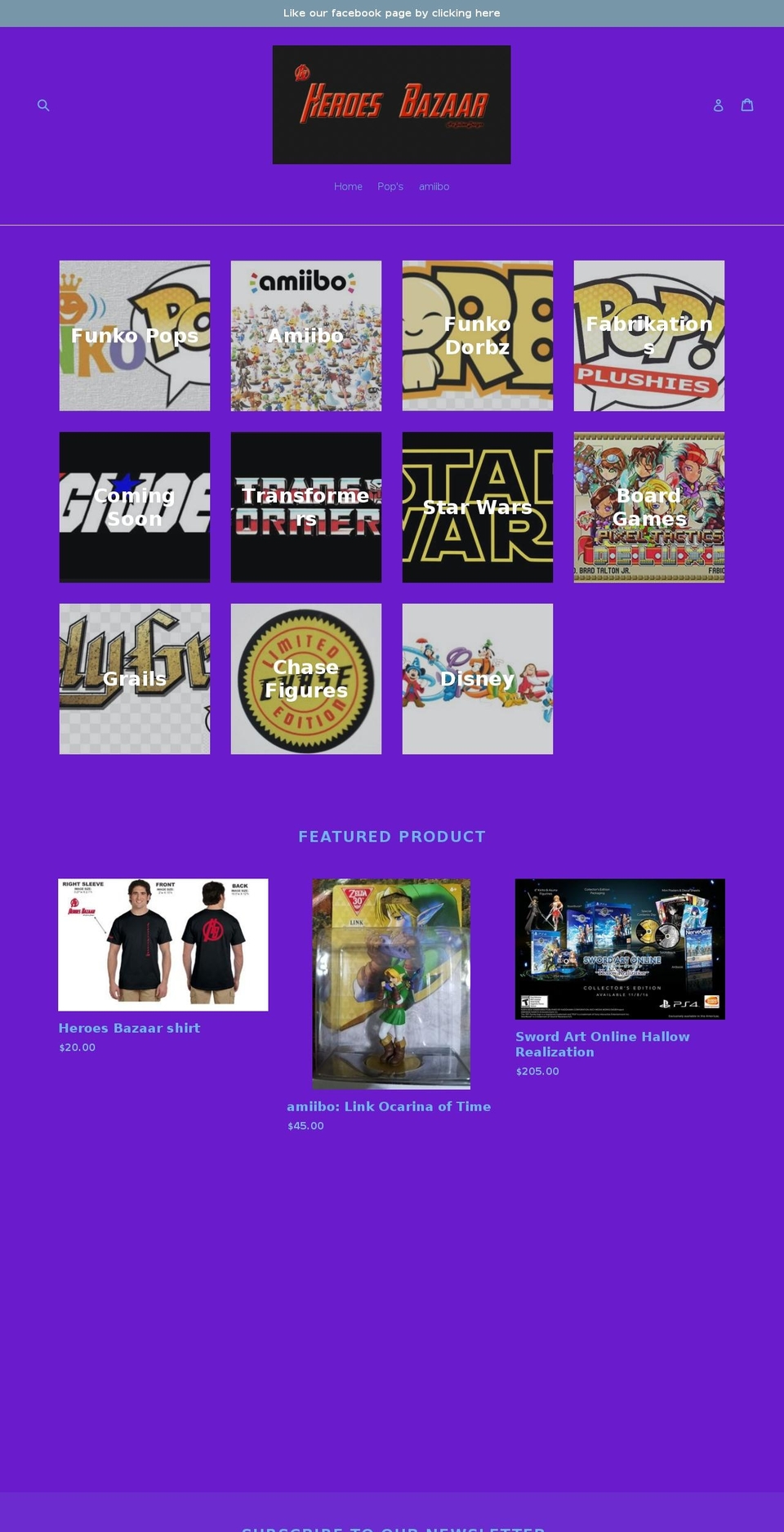 heroesbazaar.com shopify website screenshot