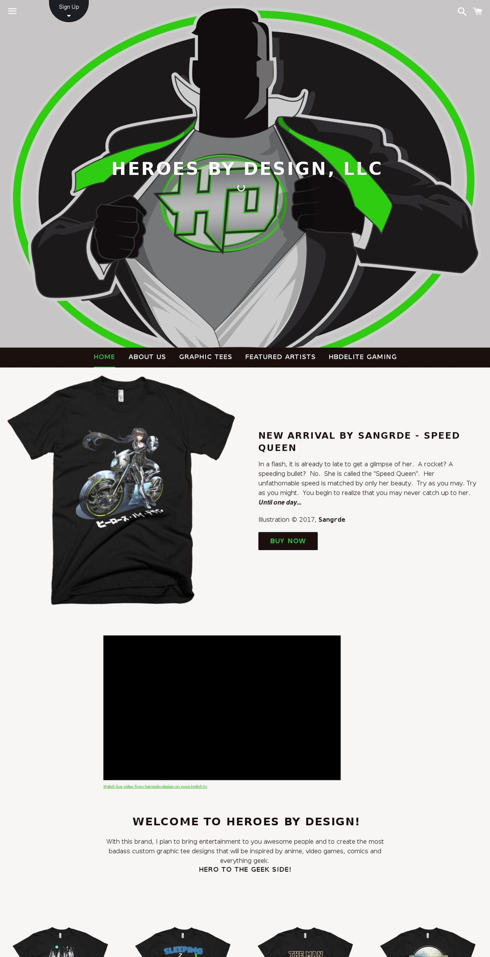 heroesbydesign.org shopify website screenshot