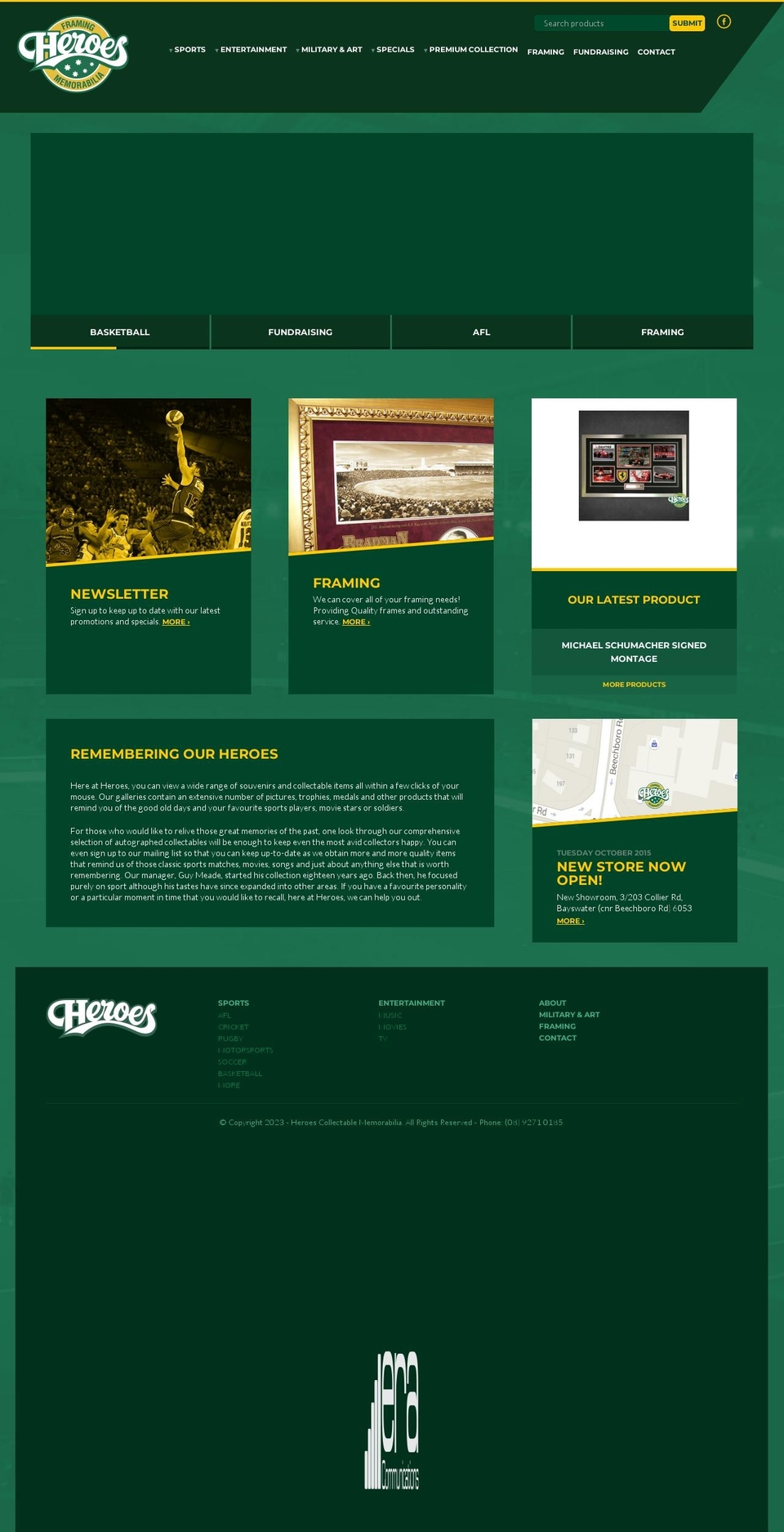 heroescollect.com shopify website screenshot