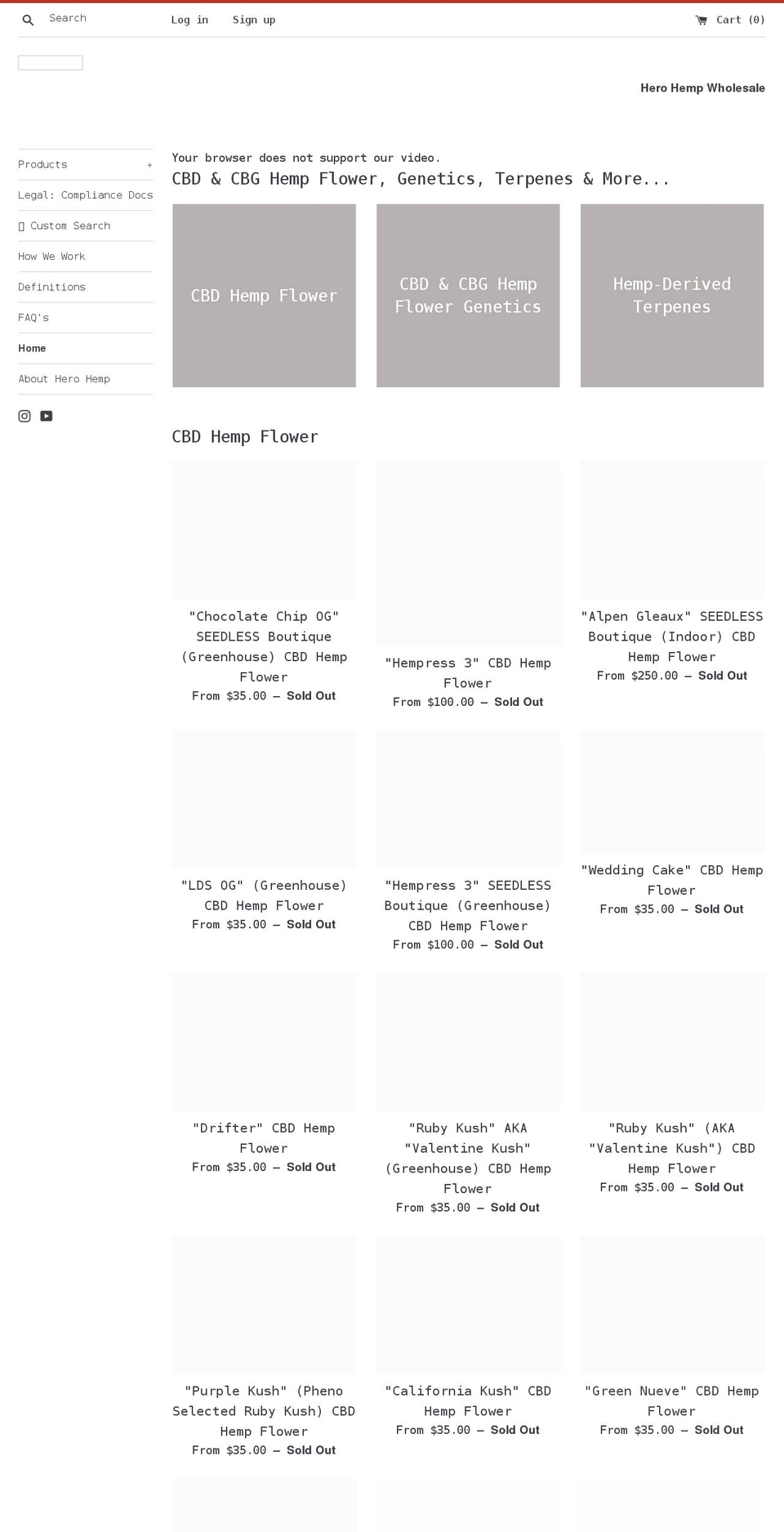 herohempwholesale.com shopify website screenshot