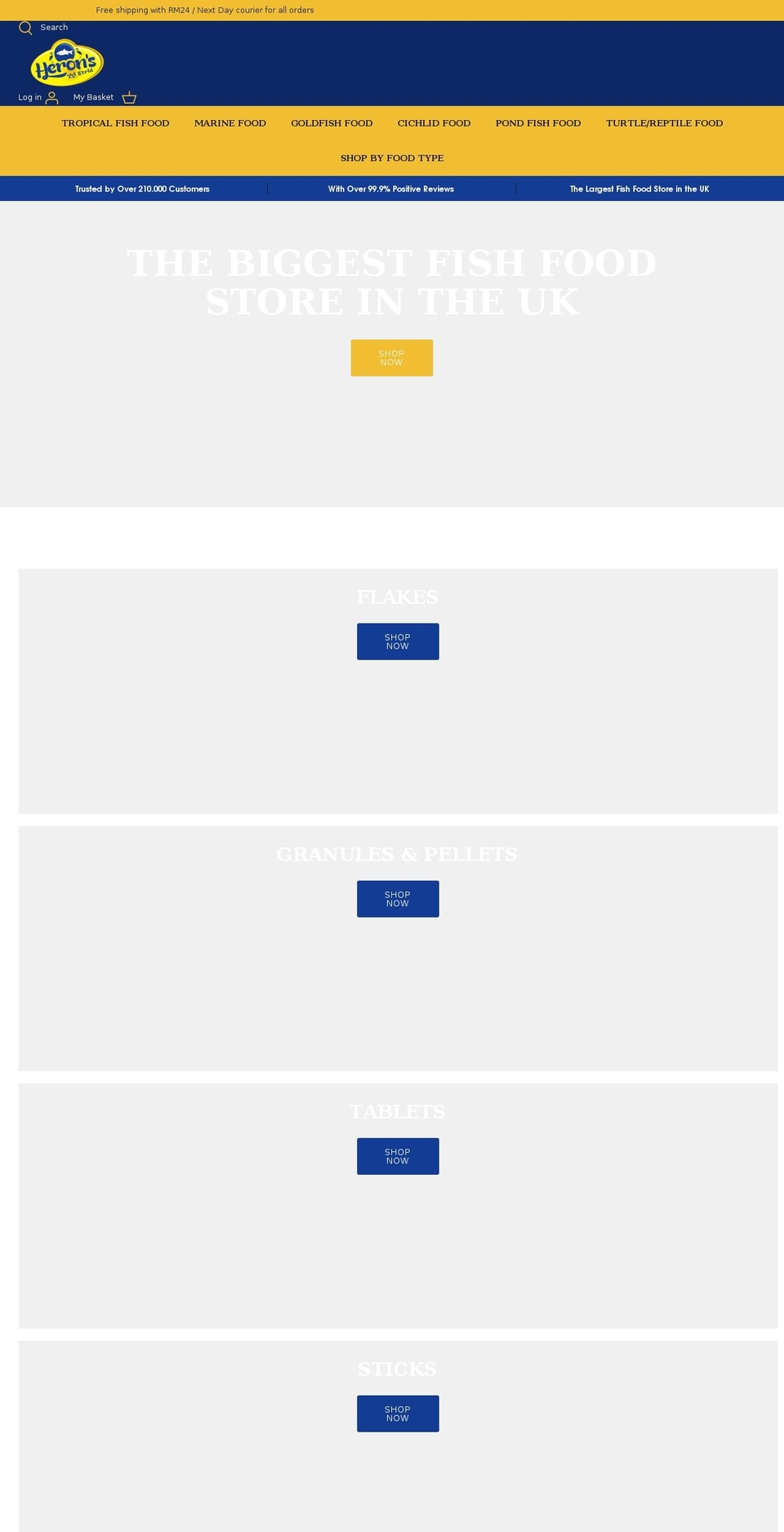 heronspetworld.co.uk shopify website screenshot