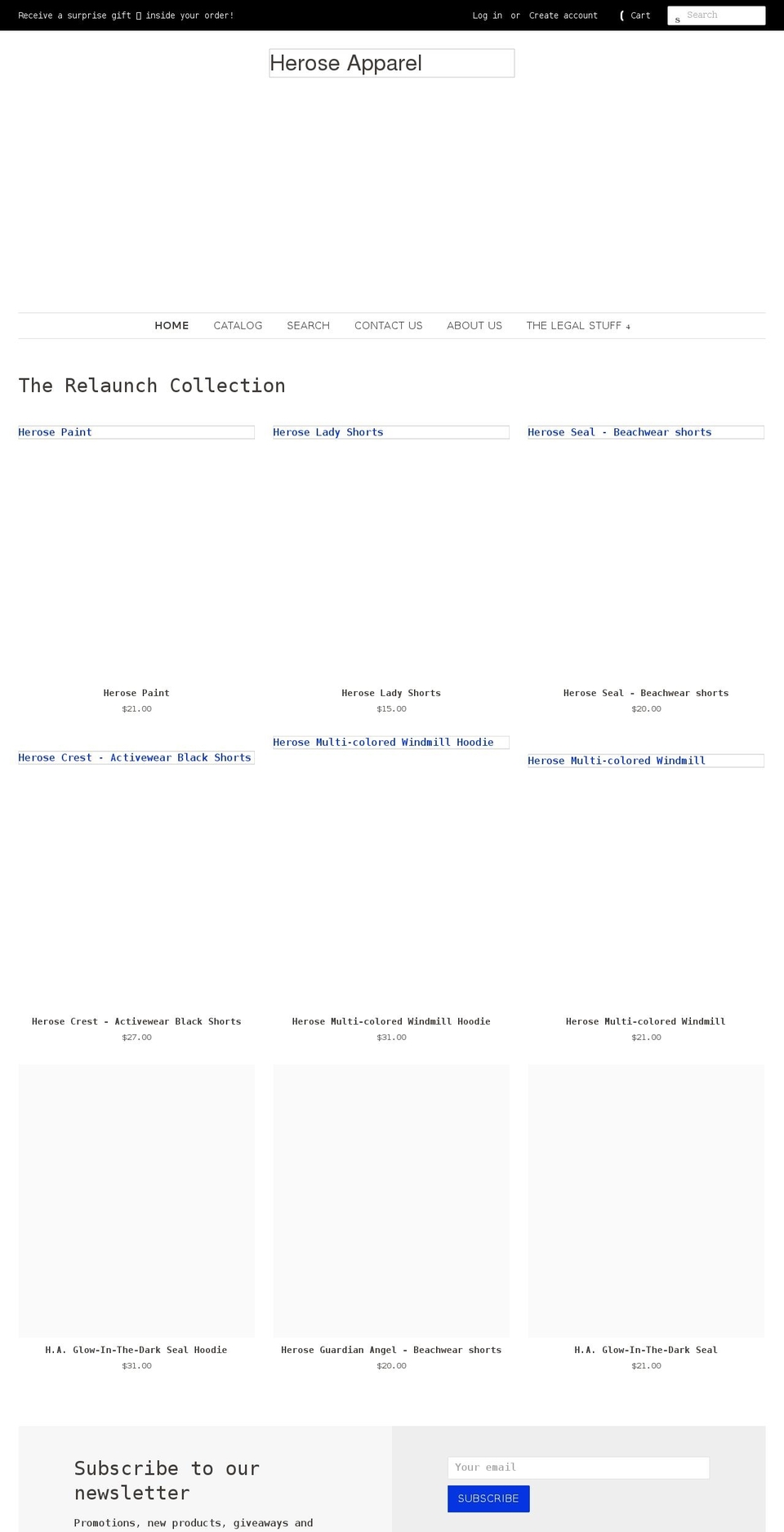 heroseapparel.com shopify website screenshot