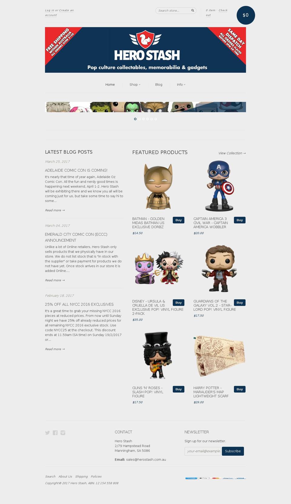herostash.com shopify website screenshot