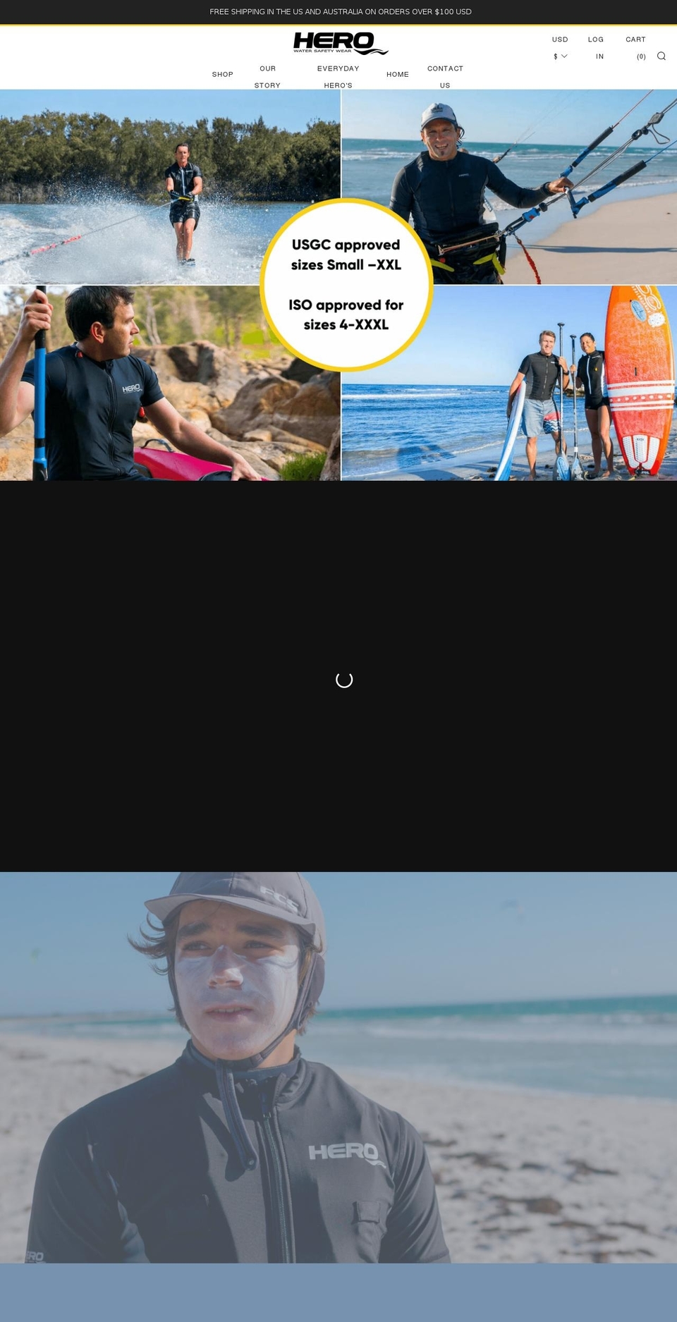 herowaterwear.com shopify website screenshot