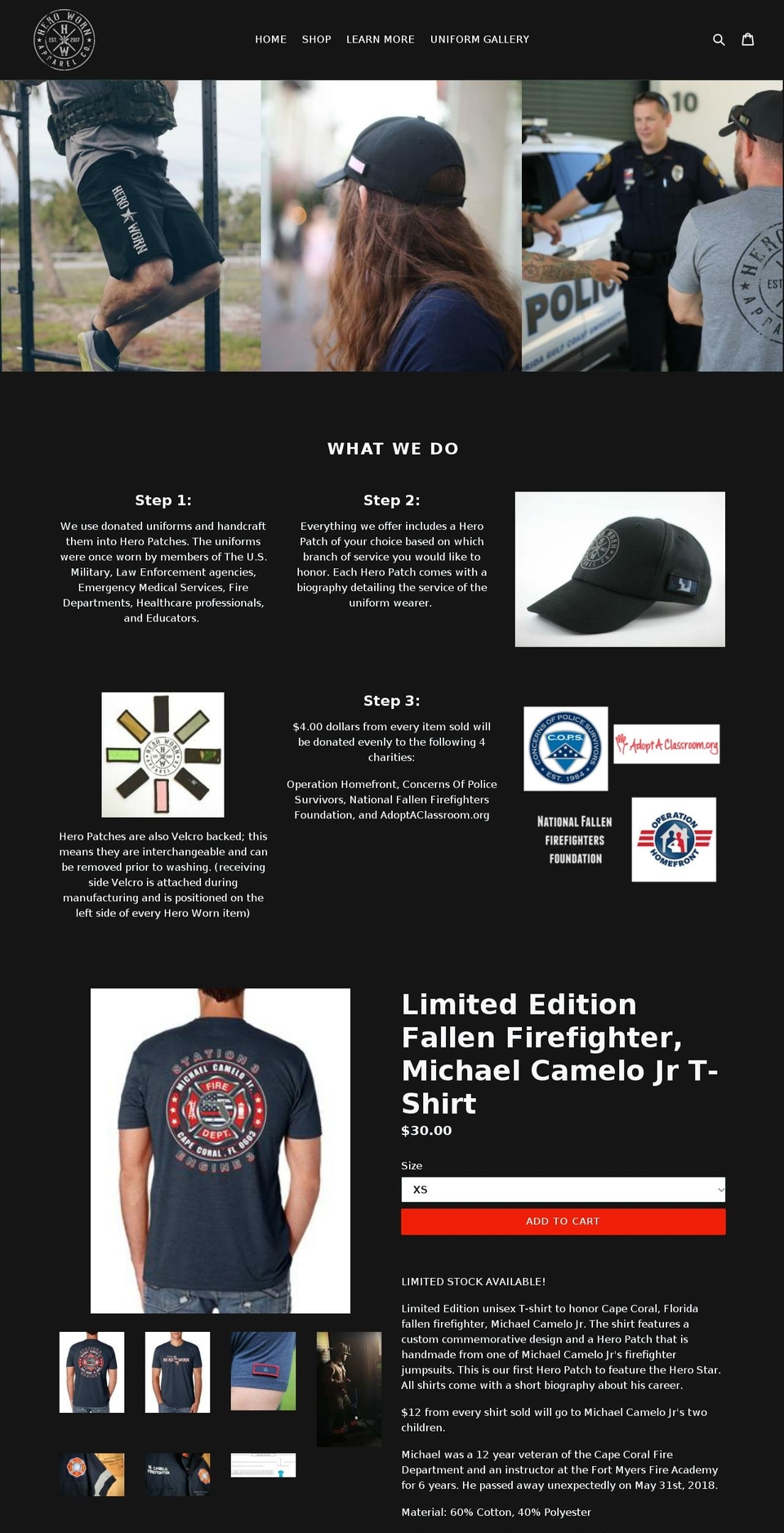 heroworn.com — Shopify storefront screenshot