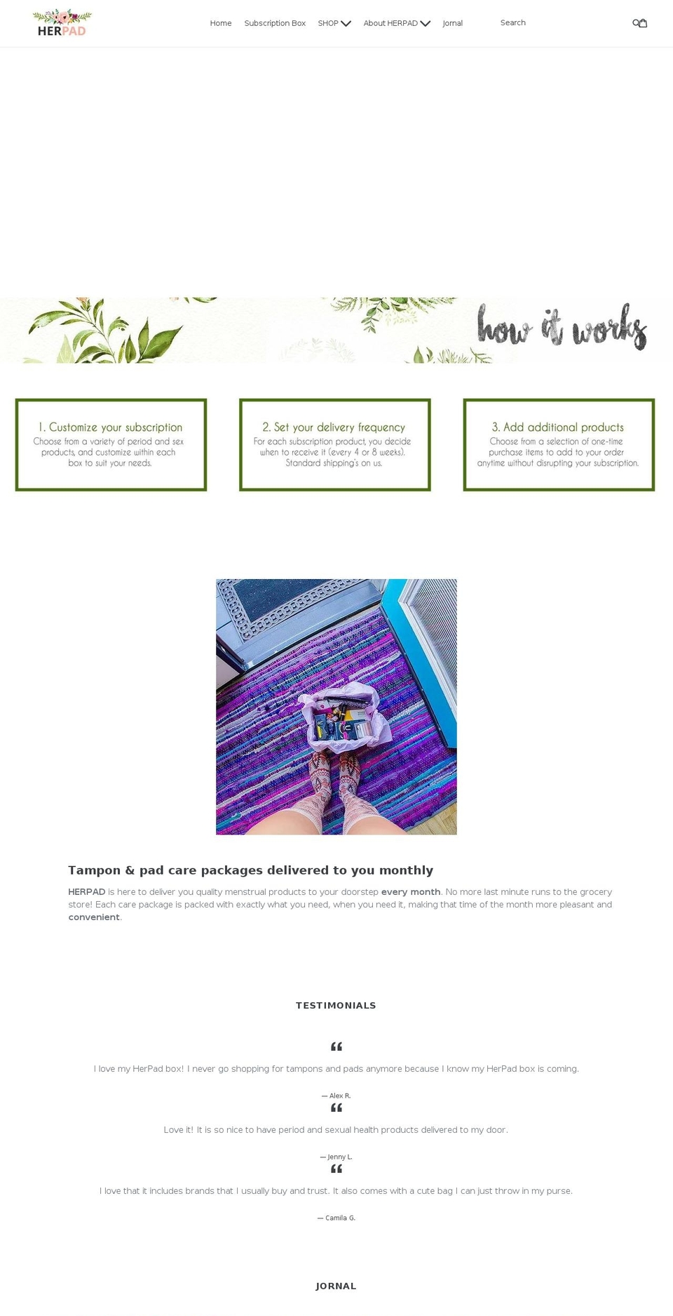 herpad.net shopify website screenshot