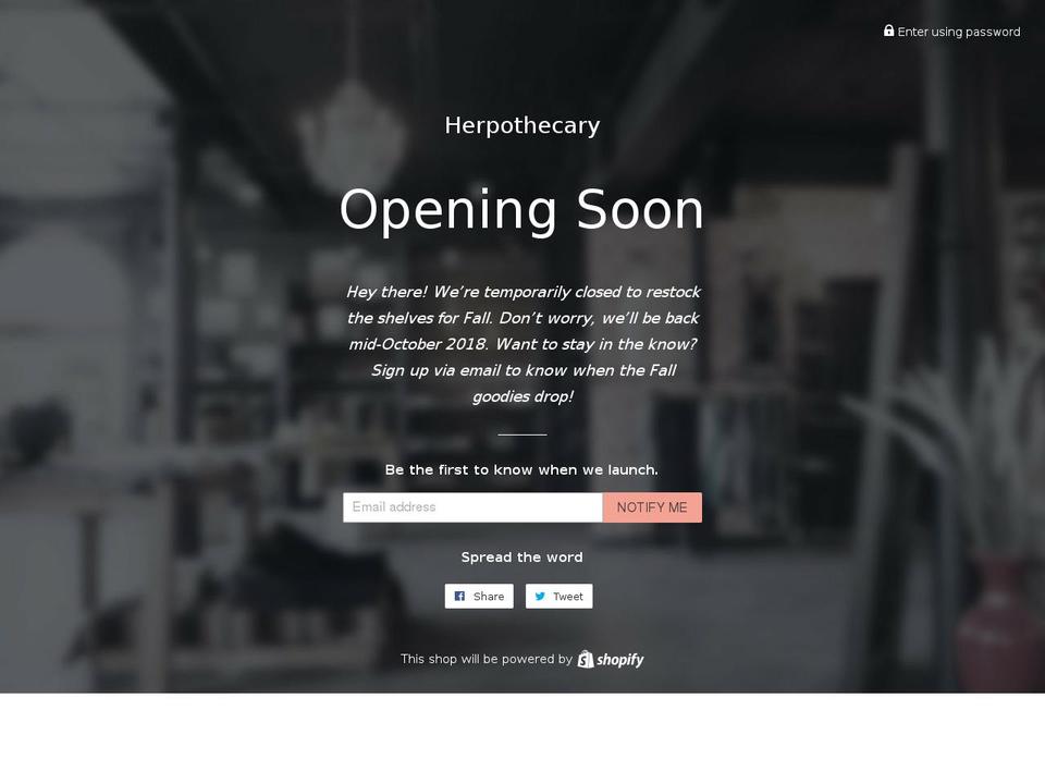 herpothecary.com — Shopify storefront screenshot