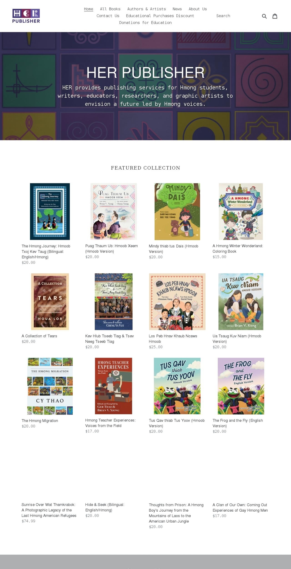 herpublisher.com shopify website screenshot