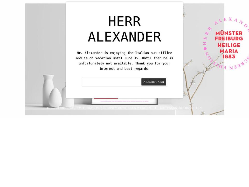 herralexander.com shopify website screenshot