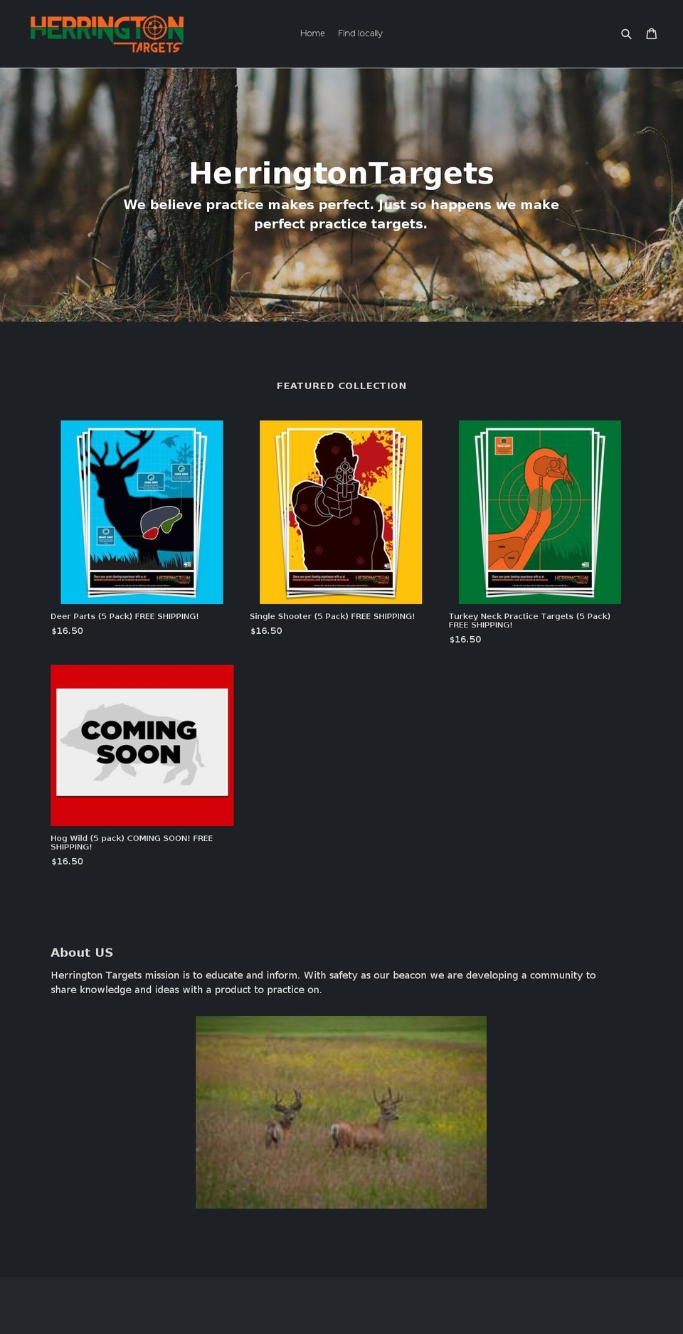 herringtontargets.com — Shopify storefront screenshot