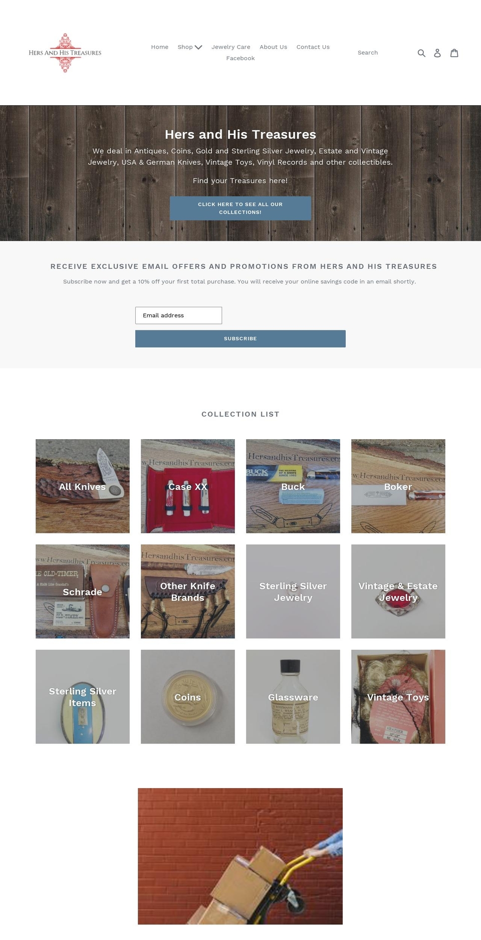 hersandhistreasures.com shopify website screenshot