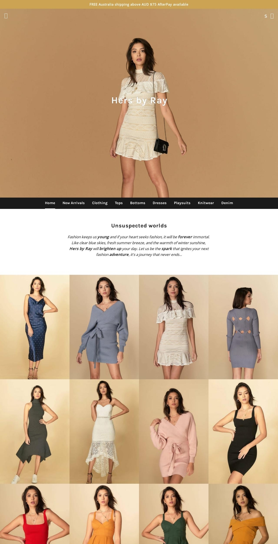 hersbyray.com — Shopify storefront screenshot