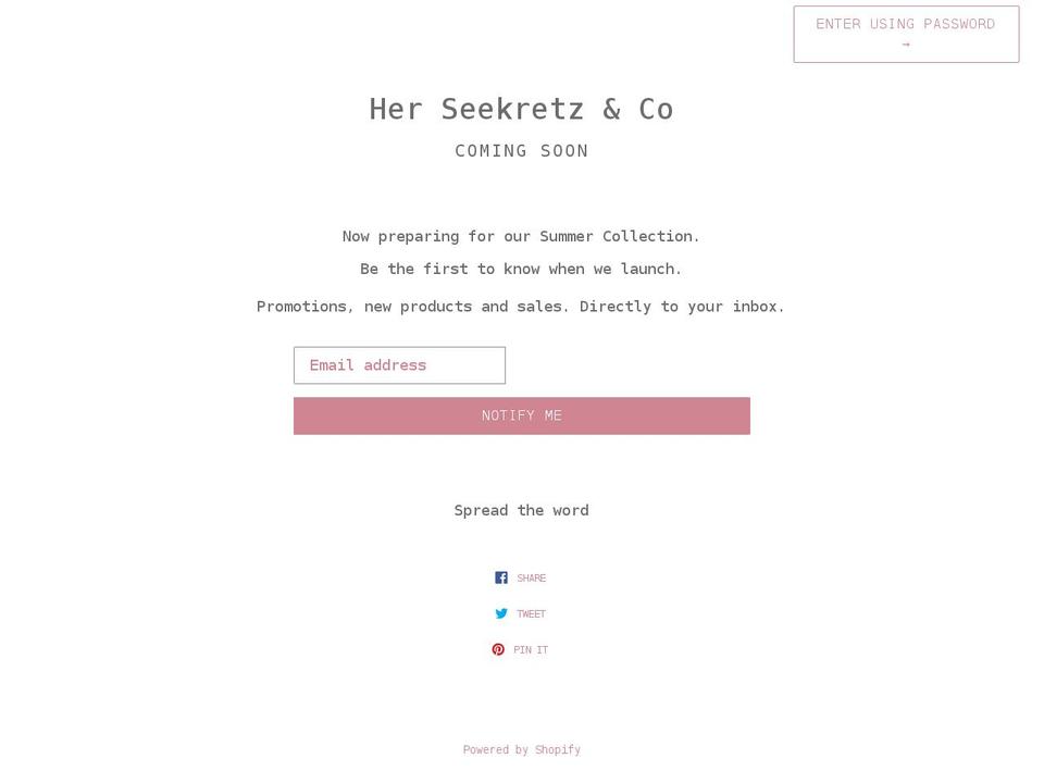 herseekretz.com shopify website screenshot