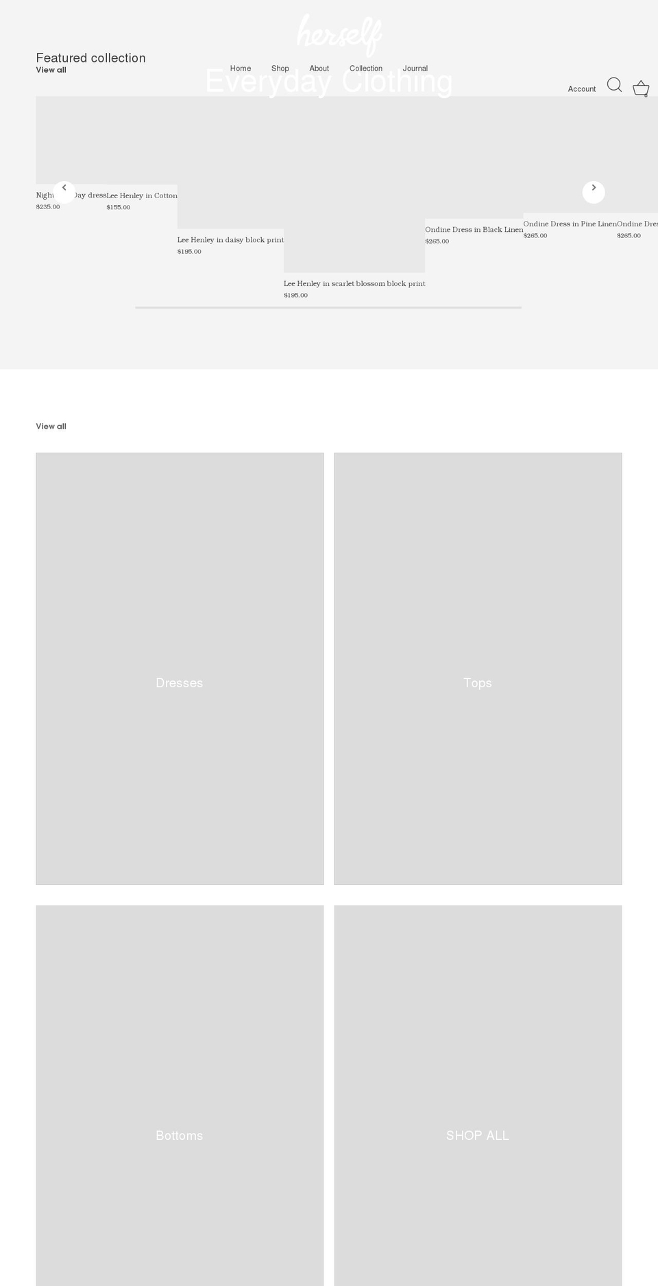 herselfclothing.com shopify website screenshot