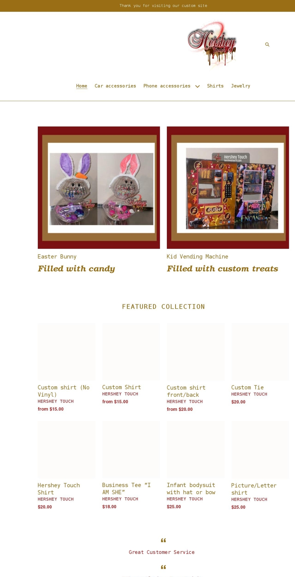 hersheytouch.com shopify website screenshot