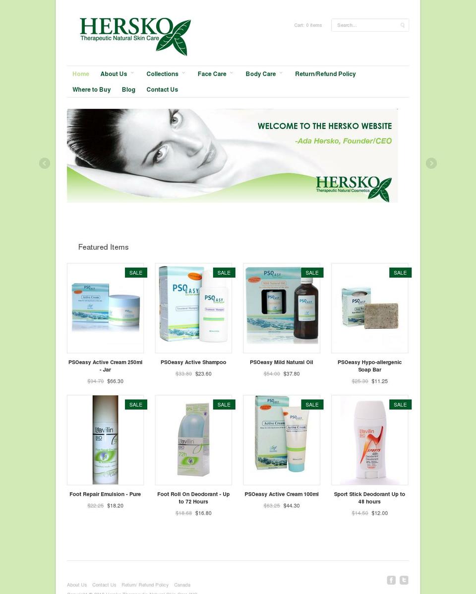 hersko.ca shopify website screenshot