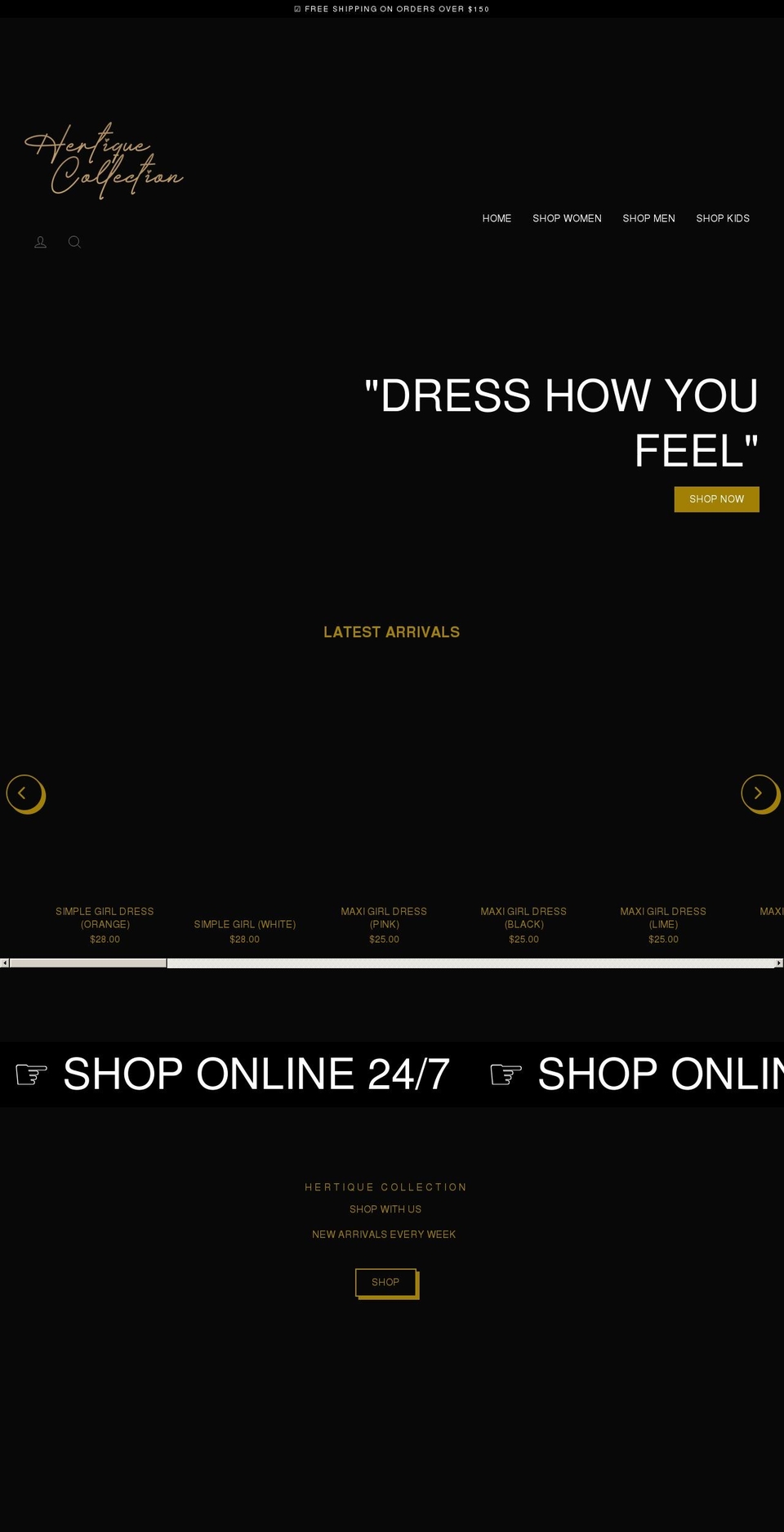 hertiquecollection.com shopify website screenshot