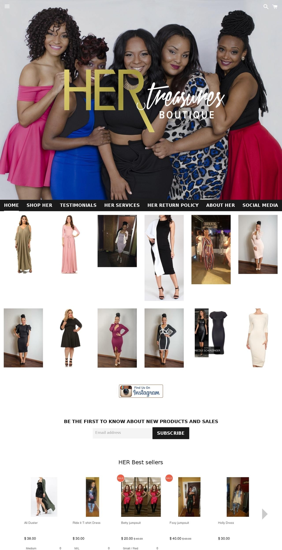 hertreasureboutique.com shopify website screenshot