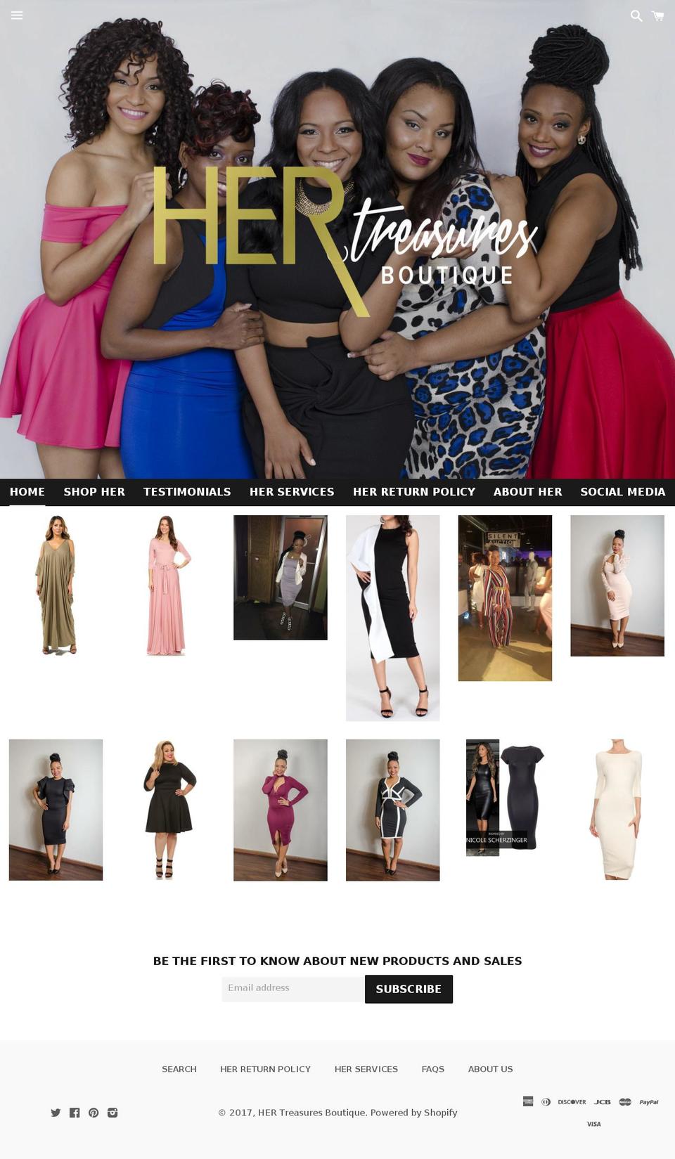 hertreasuresboutique.com shopify website screenshot