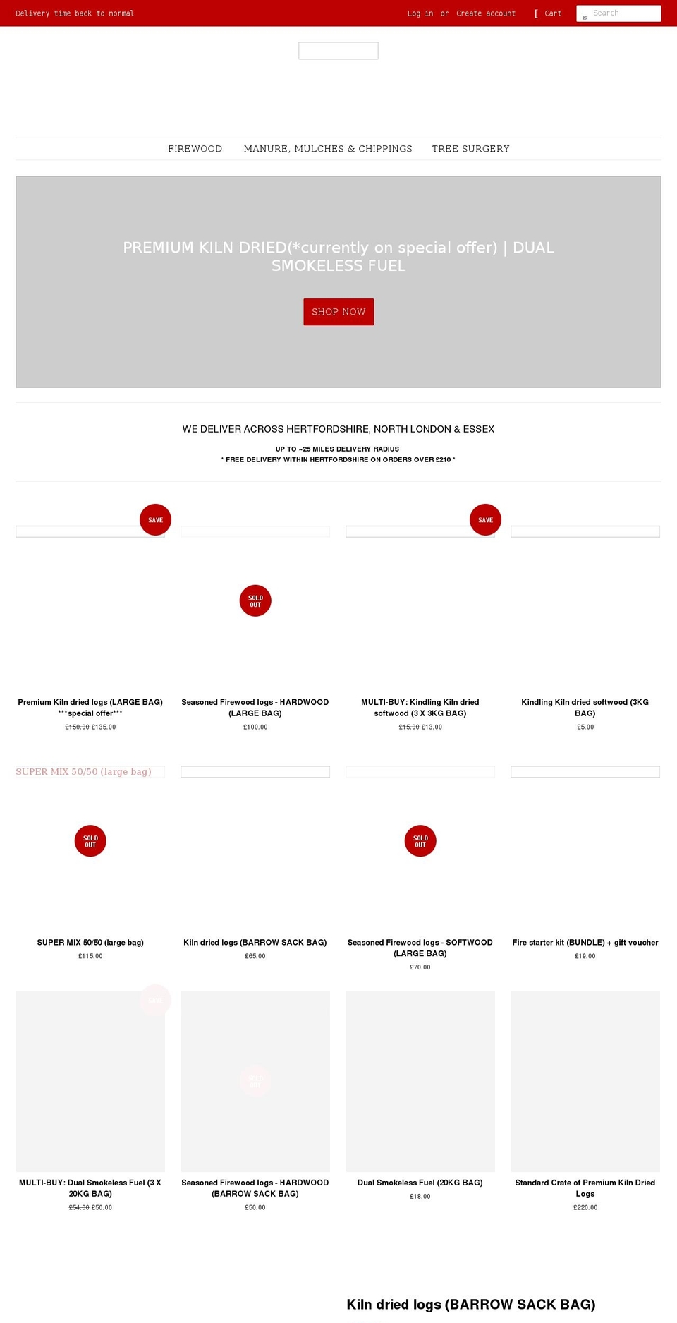 herts-firewood.co.uk shopify website screenshot