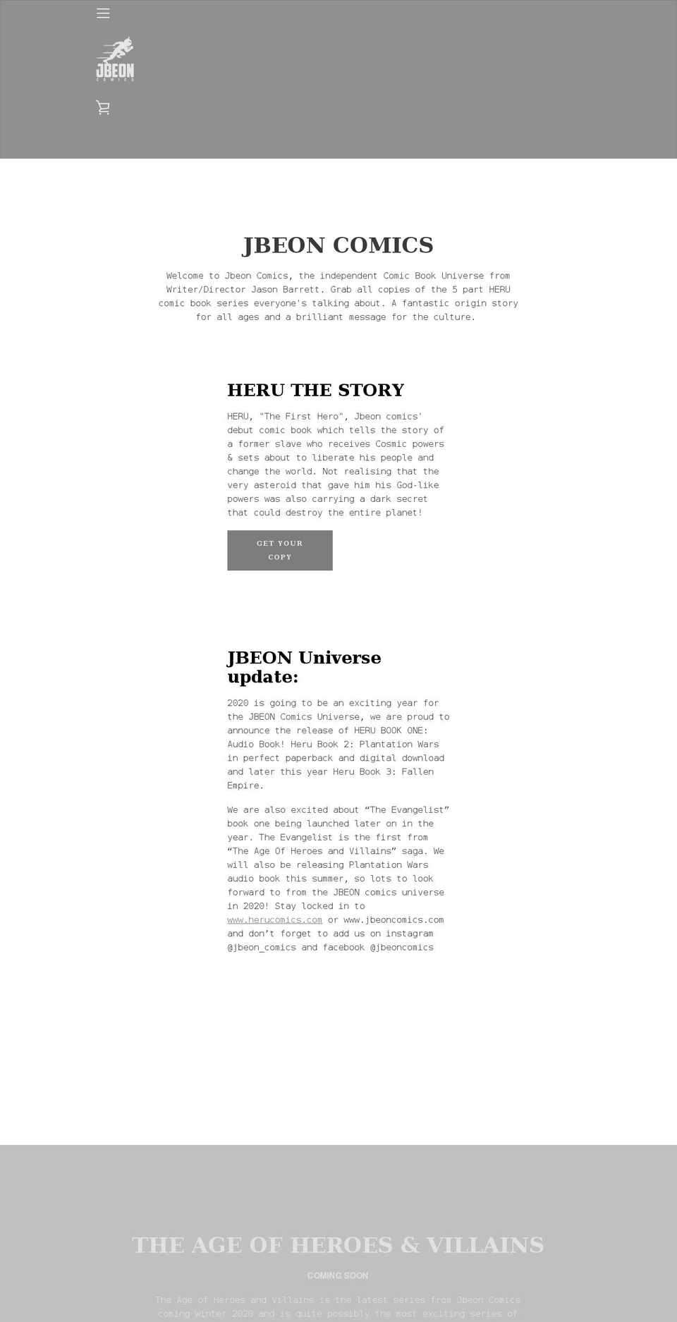 herucomics.com shopify website screenshot