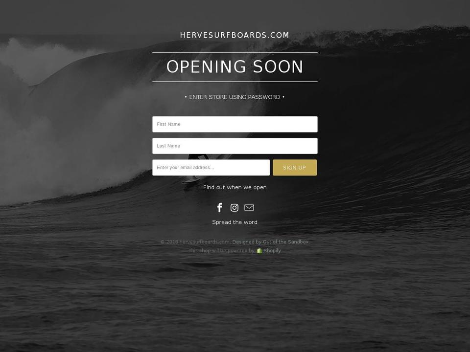 hervesurfboards.com — Shopify storefront screenshot