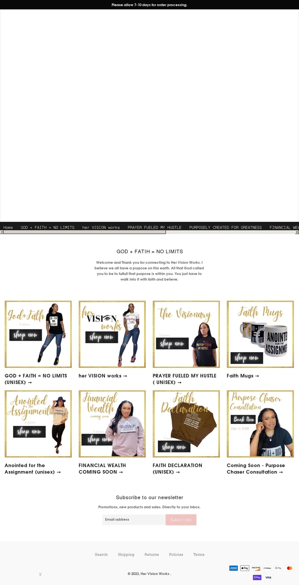 hervisionworks.com shopify website screenshot