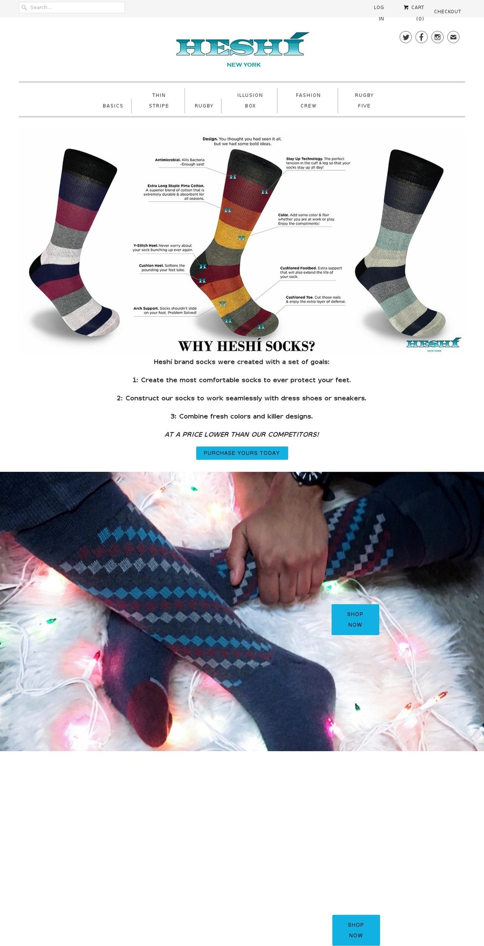 heshisocks.com shopify website screenshot