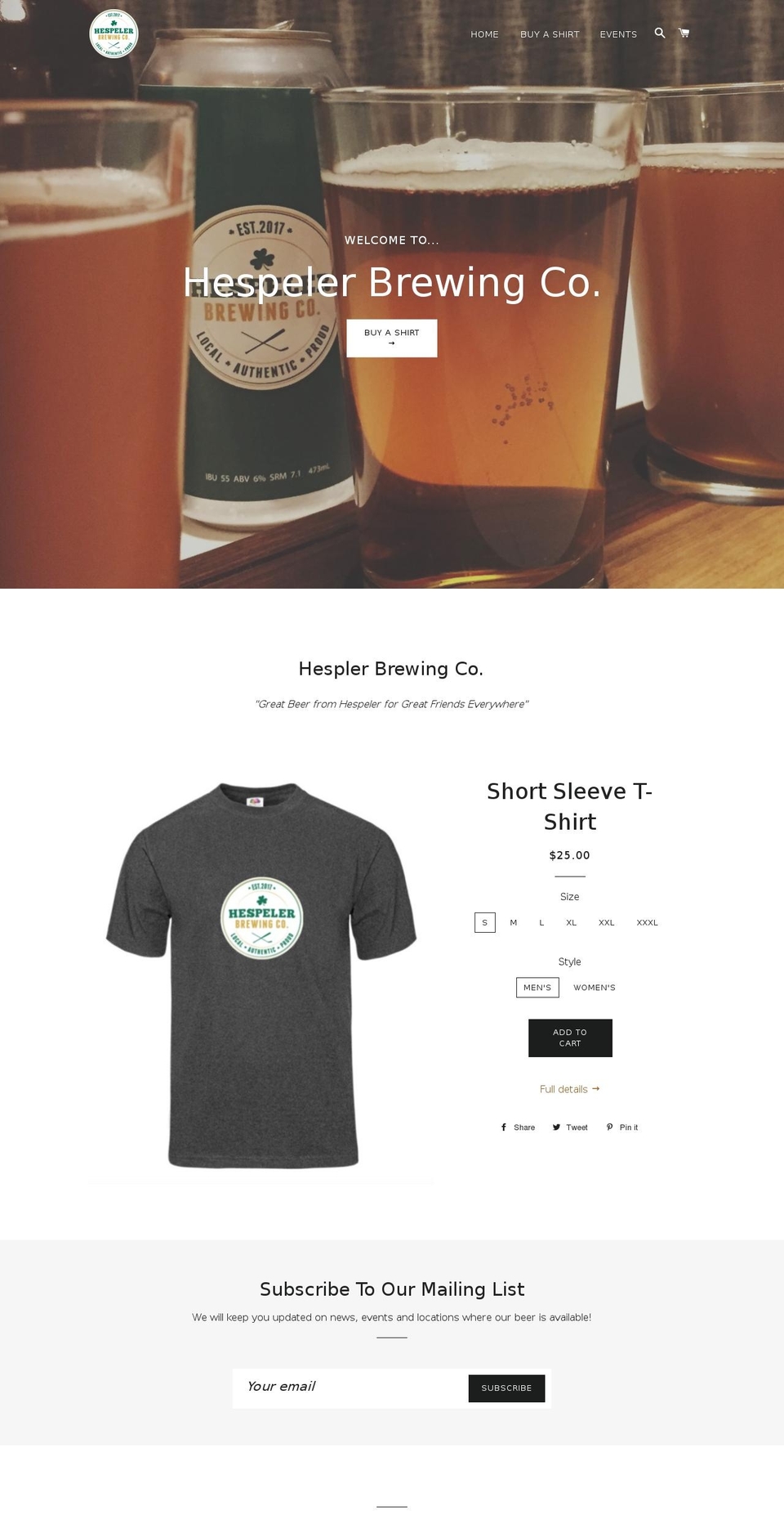 hespelerbrewery.com — Shopify storefront screenshot