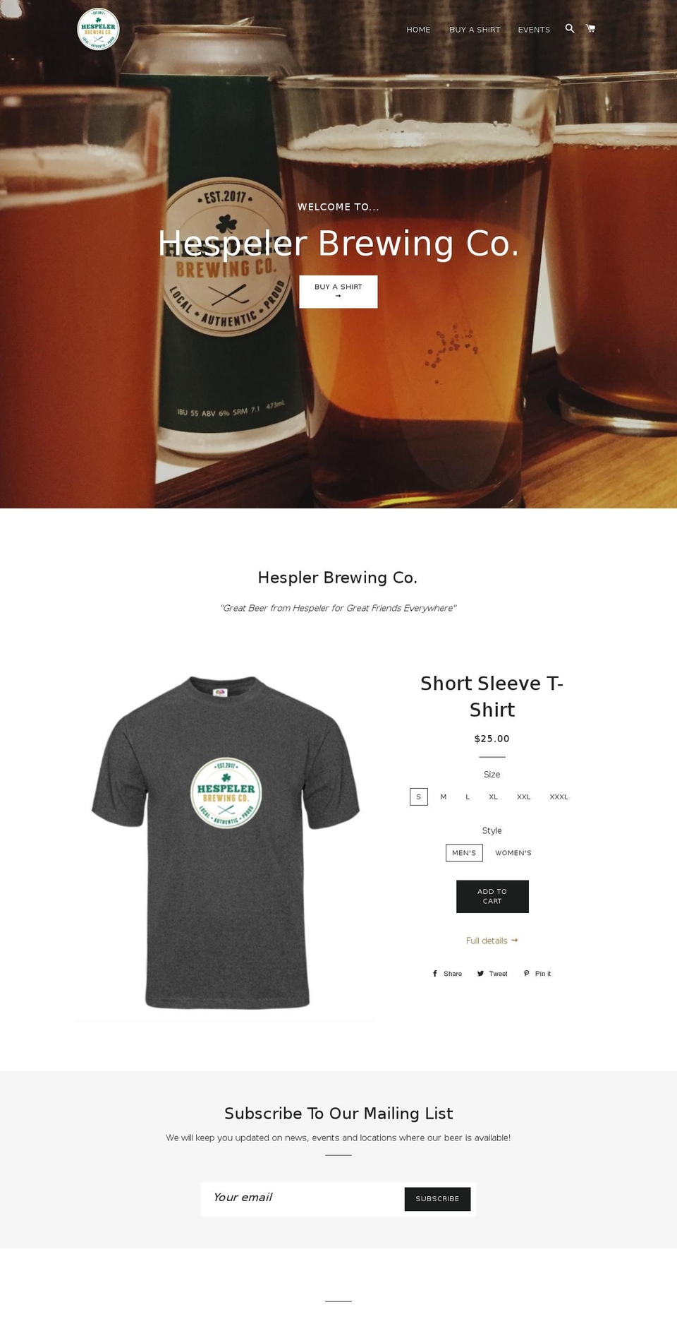 hespelerbrewing.com — Shopify storefront screenshot