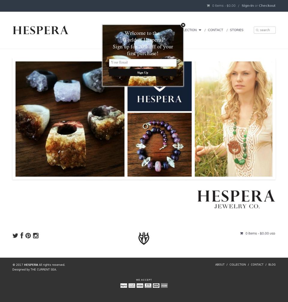 hesperadesigns.com shopify website screenshot