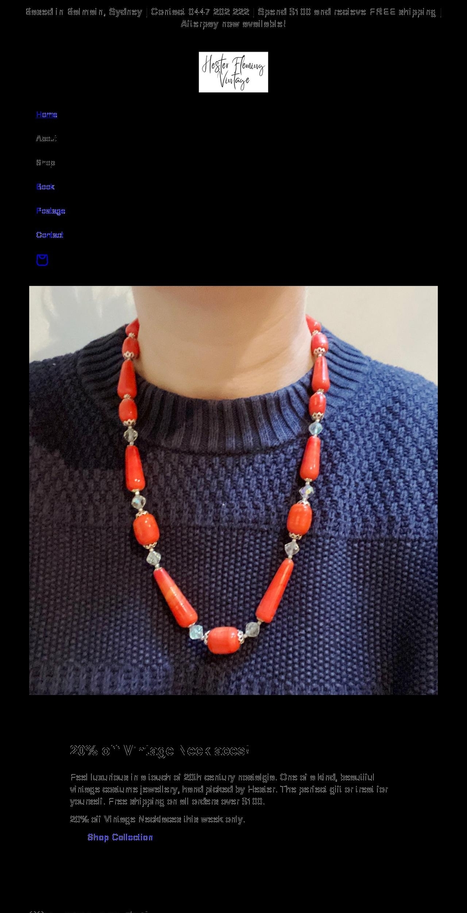 hesterflemingvintage.com shopify website screenshot